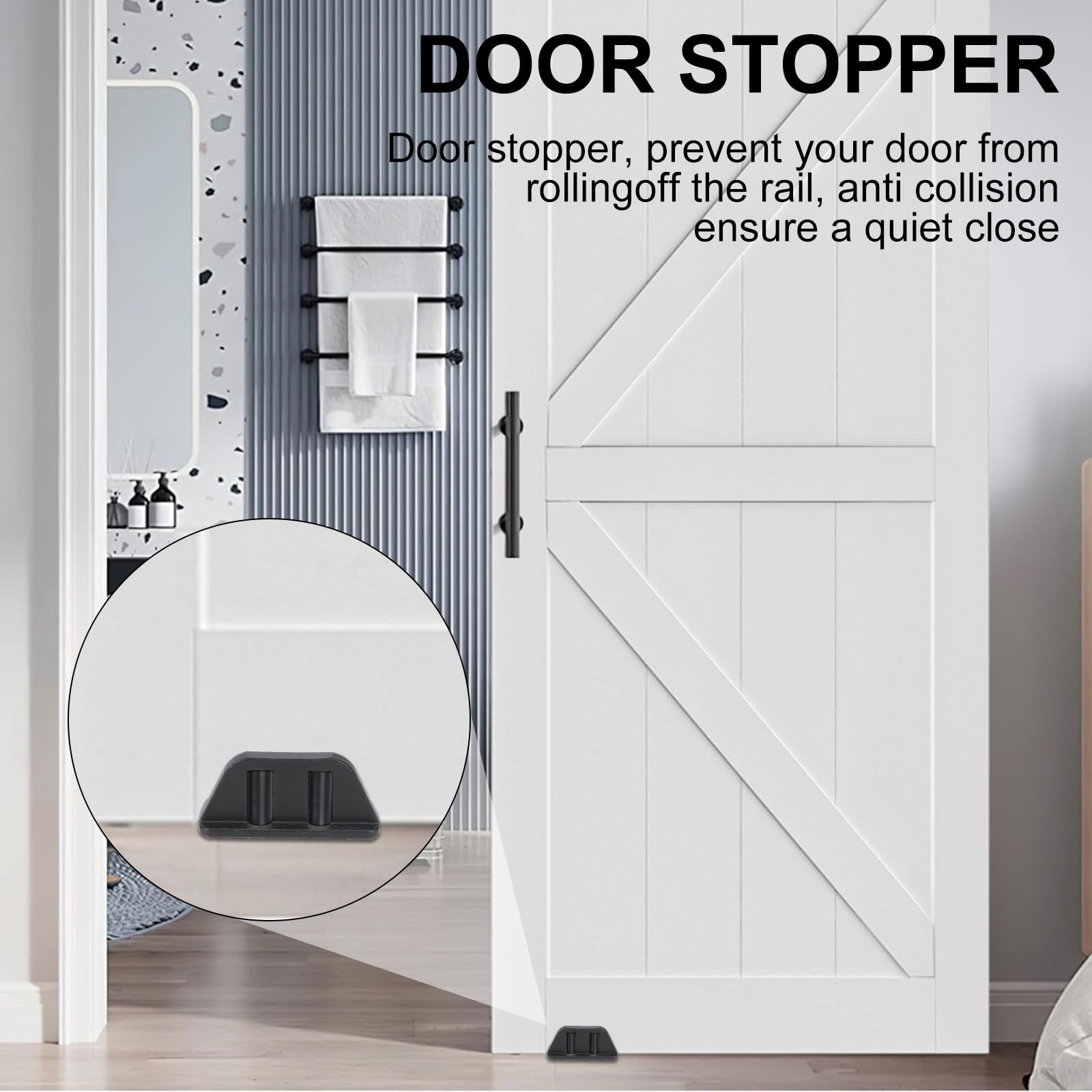 Heavy Duty Stainless Steel Sliding Barn Door Floor Guide - 2 Pack, Bearing Design with Durable Steel Frame & Flush Flat Bottom (Black) - Perfect for Rustic Home Decor, Farmhouse Style Doors, and DIY Sliding Door Projects