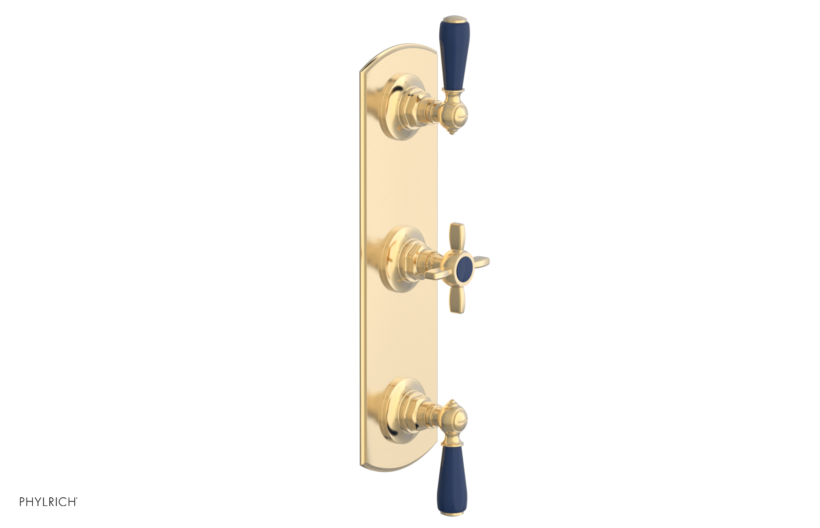 Jamestown Thermostatic Shower Valve with Dual Volume Control - Navy Blue Accents (Model 4-740) for Modern Bathroom & Spa Experience