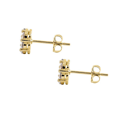14K Yellow Gold Cubic Zirconia Flower Stud Earrings for Women - Elegant & Dainty Jewelry Gift for Birthday, Anniversary & Everyday Wear