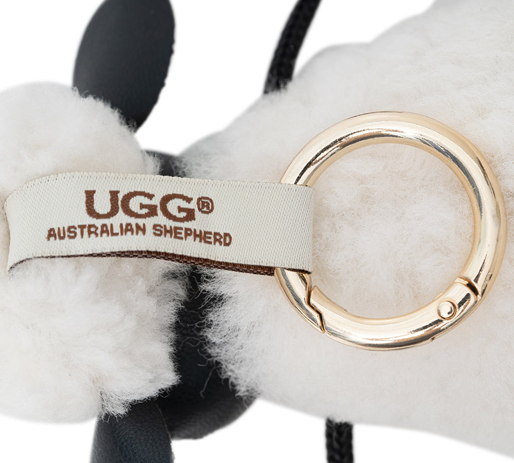 Australian Shepherd Fluffy Sheepskin Wool Keychain - Cute Animal Keyring for Dog Lovers, Perfect Gift for Pet Owners - Use for Keys, Bags, Backpacks & Gifts