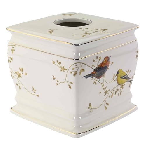 Avanti Linens Decorative Tissue Box Cover - Nature Inspired Home Decor for Countertops, Gilded Birds Collection | Perfect for Living Room, Bedroom & Bathroom Décor