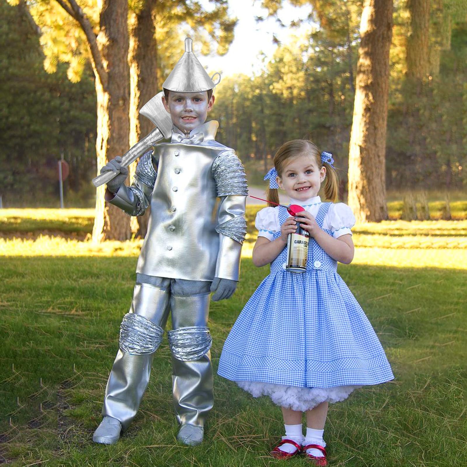 Silver Axe Funnel Hat Set for Adults & Kids - Halloween Costume Accessories for Men & Women - Perfect for Cosplay, Themed Parties, and Halloween Events