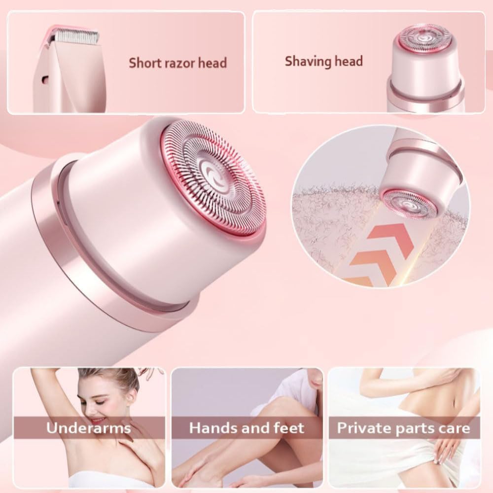 Beauty Bloom Electric Razor for Women - 2025 Upgraded 2-in-1 Portable Bikini Trimmer & Body Shaver with IPX7 Waterproof Design, Wireless Rechargeable (Blue) - Perfect for Travel, Gym & Sensitive Skin Care