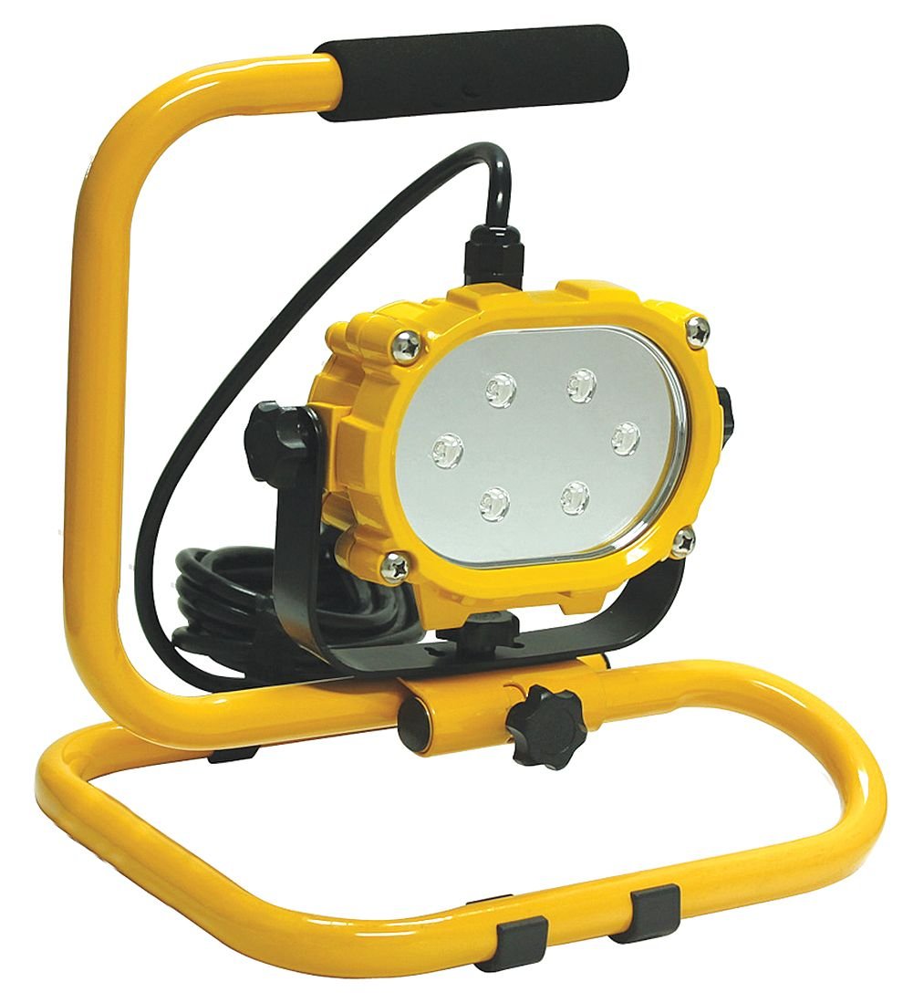 Lumapro 16W LED Construction Work Light - Yellow Portable Job Site Lighting with 120V AC Power - Heavy Duty Temporary Lighting for Construction, Warehouse, Garage & Outdoor Projects
