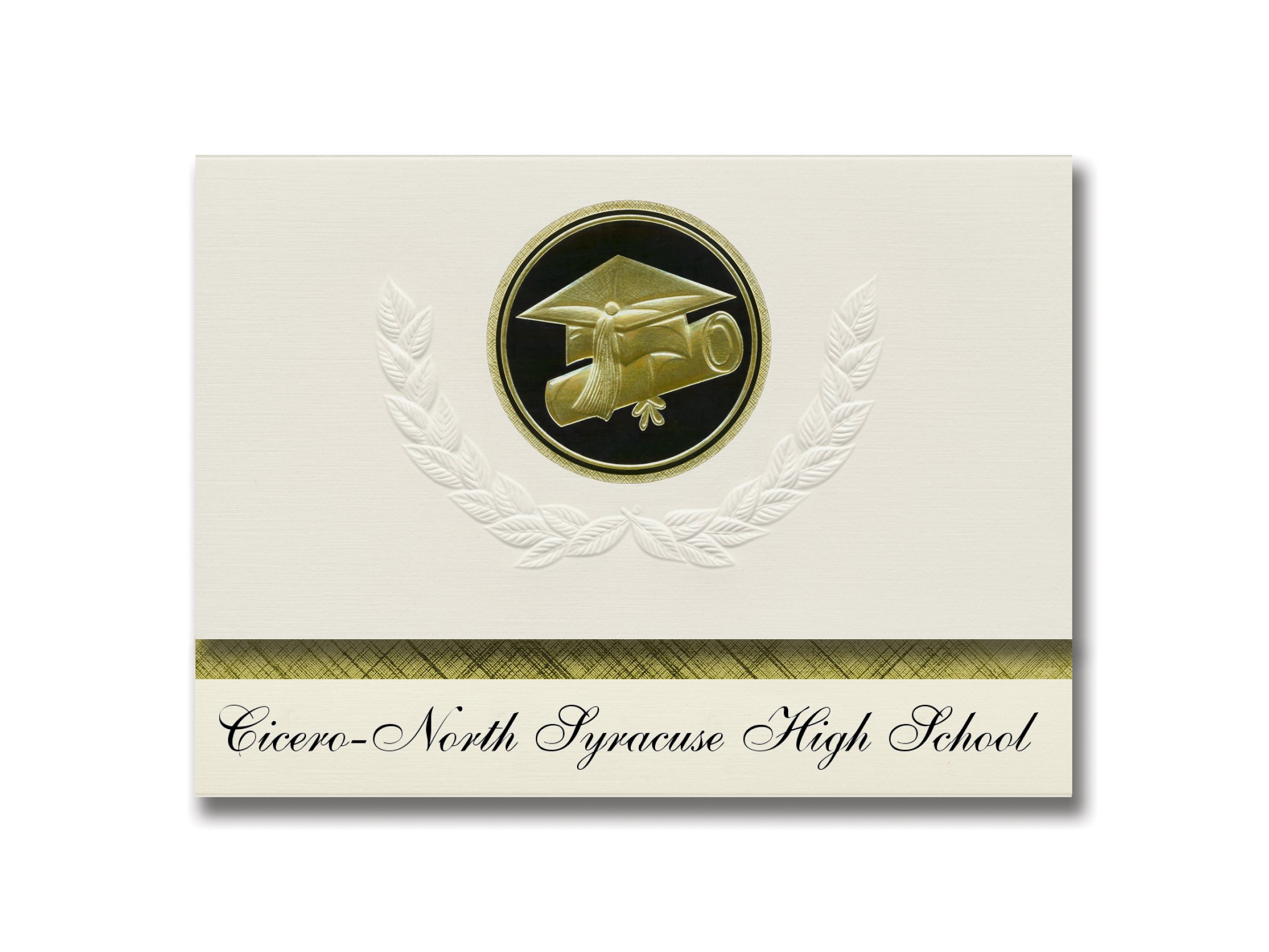 **Cicero-North Syracuse High School Graduation Announcements – Presidential Style Elite Package (25 Count) – Cap & Diploma Seal in Black & Gold – Perfect for Graduation Ceremonies & Celebrations**
