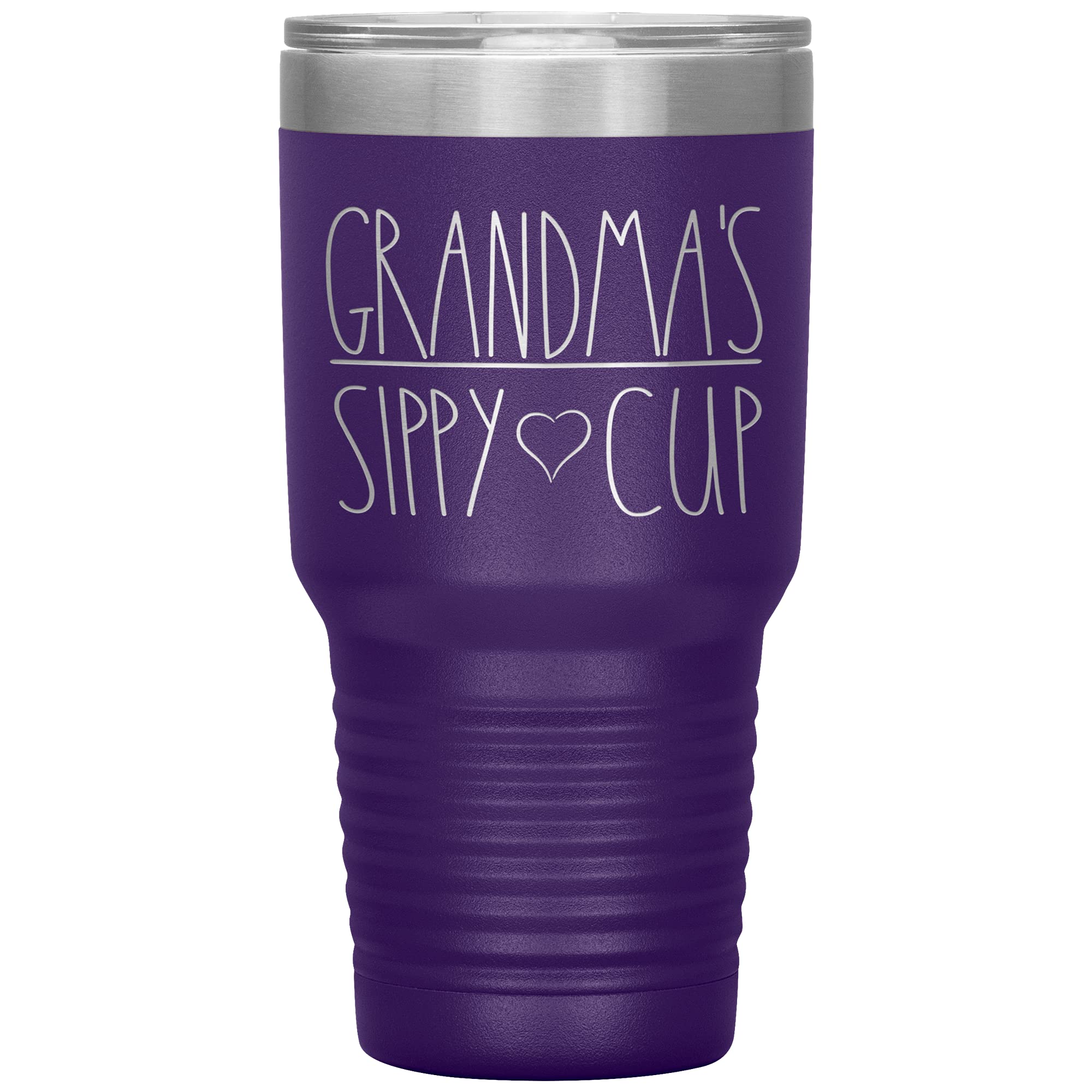 Vacuum Insulated 30oz Tumbler with Lid - Leak Proof Sippy Cup for Grandma (12 Colors) - Perfect Birthday Gift for Grandma, Grandma-to-Be & Elderly Women - Great for Coffee, Tea & Travel - Purple