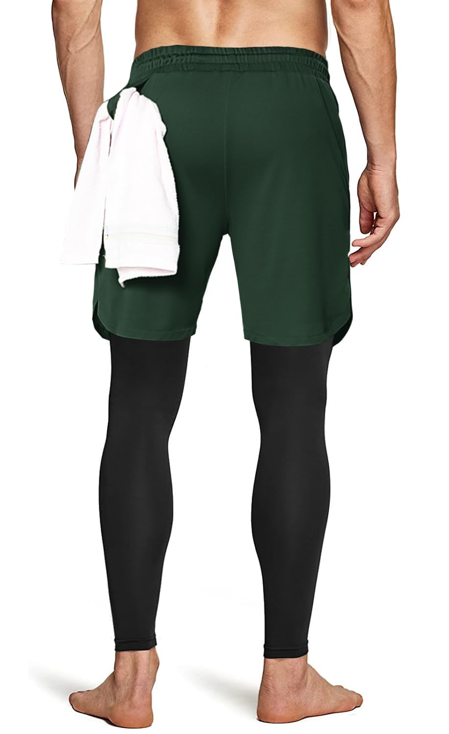 Aolesy Men's 2-in-1 Running & Gym Workout Compression Pants - Athletic Training Pants for Jogging, Fitness & Sports Activities