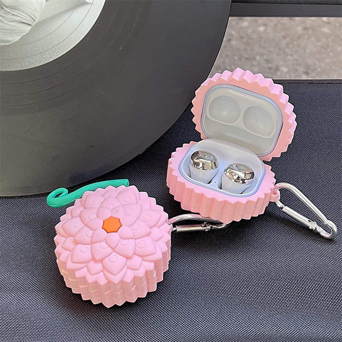 Cute Cartoon Devil Fruit [Flower Fruit] Design Silicone Case with Hook for Samsung Galaxy Buds Pro & Buds 2 - Protective Cover for Wireless Earbuds - Perfect for Gym, Travel & Daily Use