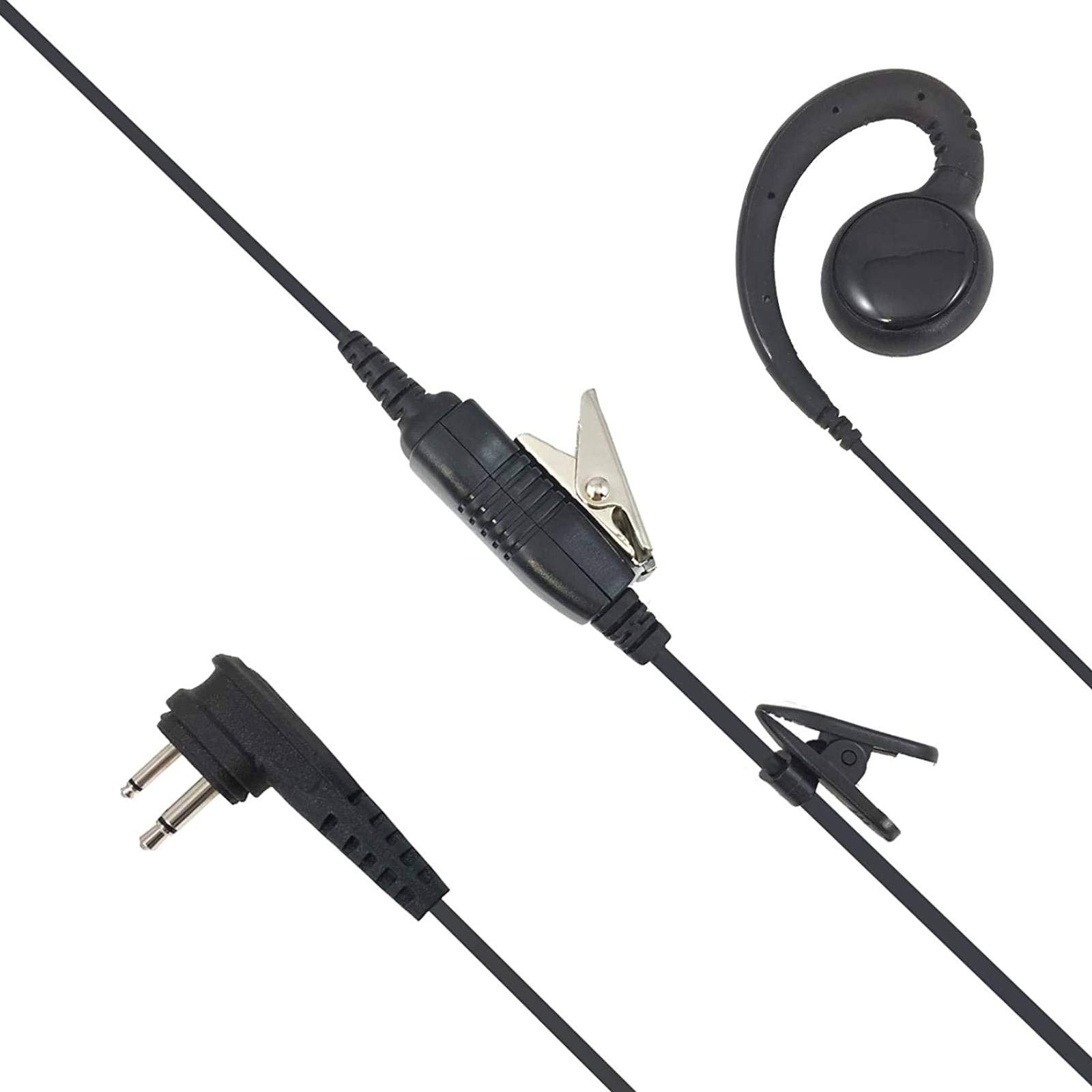 PROMAXPOWER 5-Pack Two Way Radio Swivel Headset with PTT Button - Compatible with Motorola CP150, CP200, CP450LS, RMU2080D, CLS1110 & CLS1410 - Hands-Free Communication for Security, Construction & Event Staff