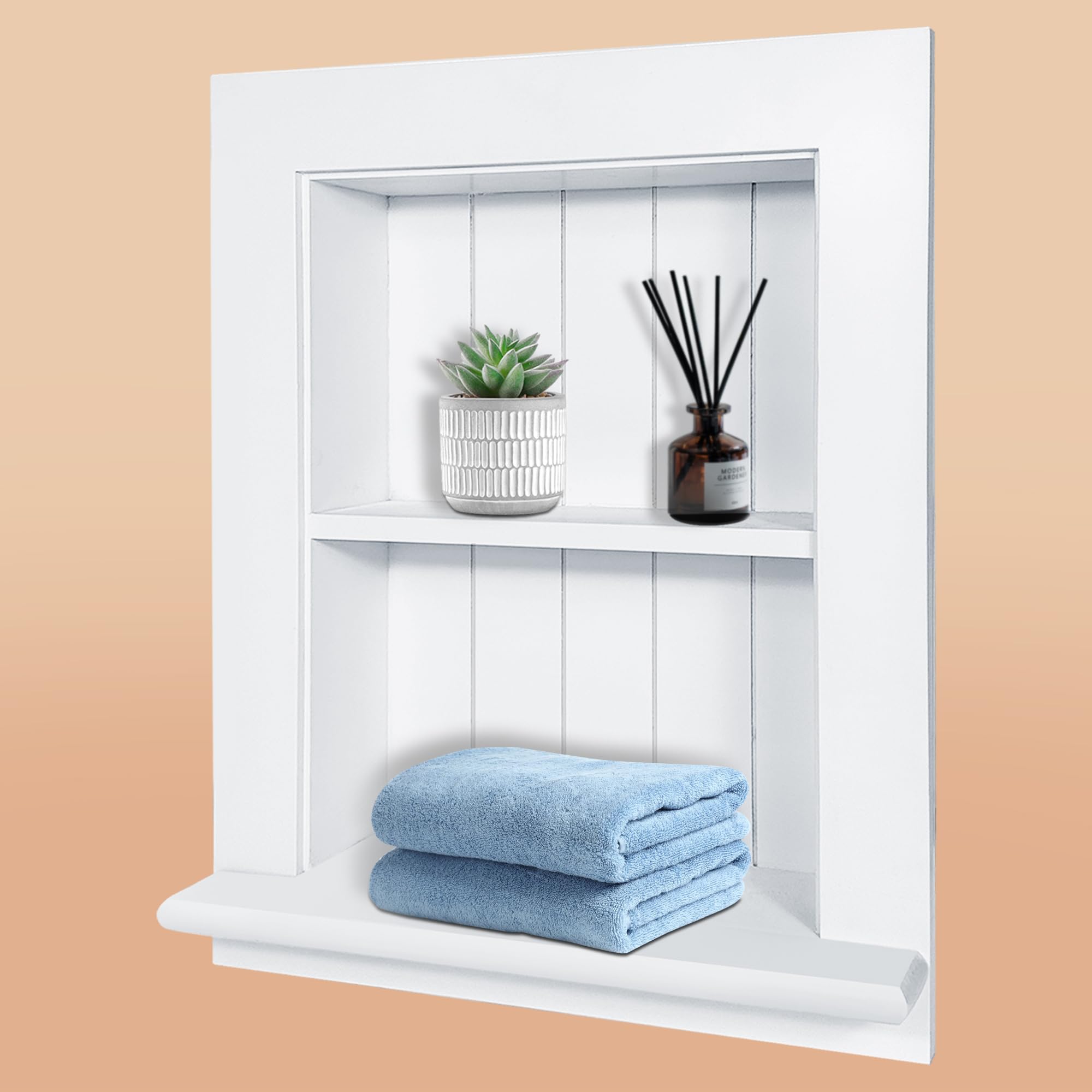 Royxen 14 x 18 Inch Recessed Bathroom Medicine Cabinet with 2-Tier Storage - Wall Mounted Mirror Cabinet for Bathroom Organization & Small Space Saving