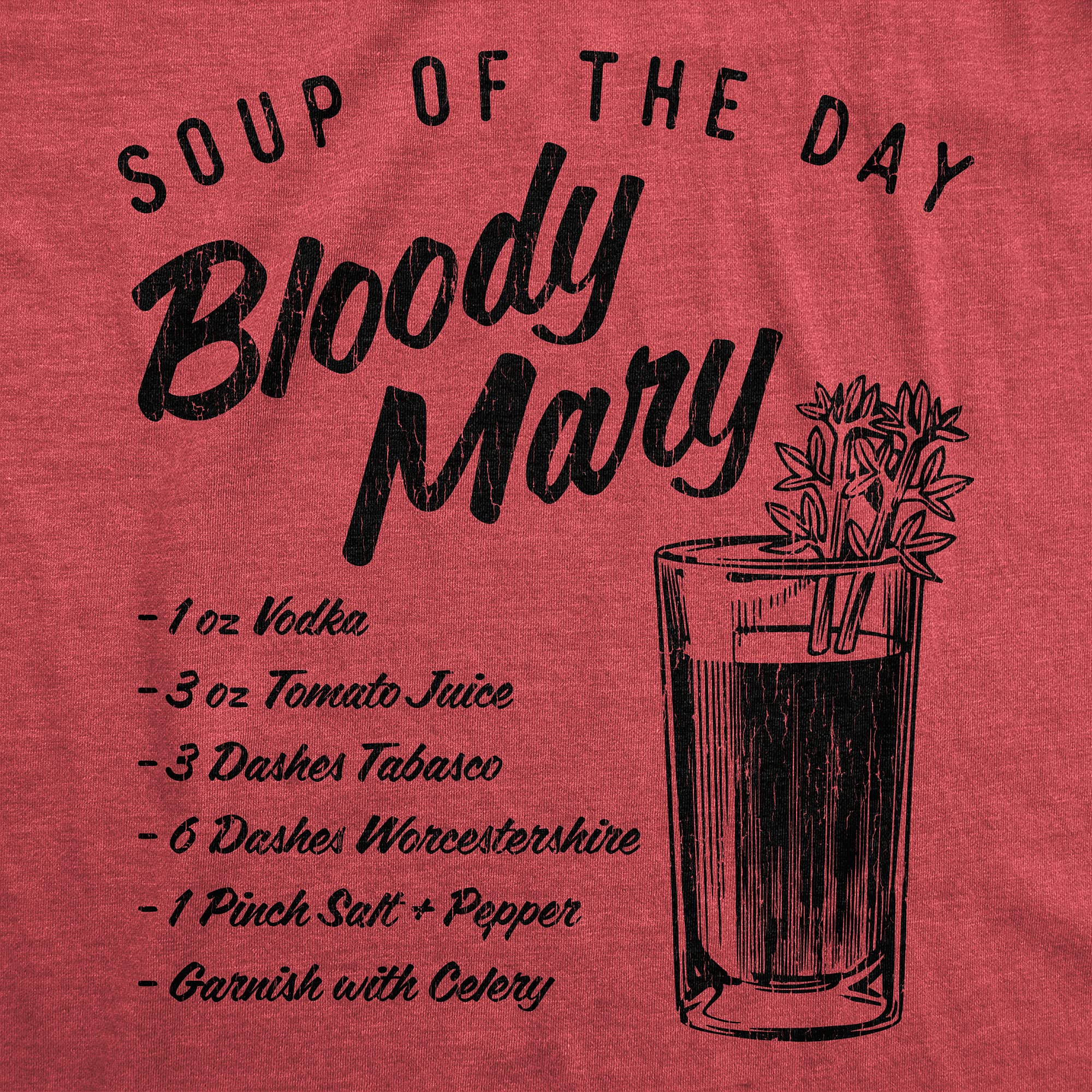 Funny Bloody Mary Cocktail Recipe Graphic T-Shirt for Men - Hilarious Mixed Drink Design - Perfect for Parties, Bars, and Casual Wear