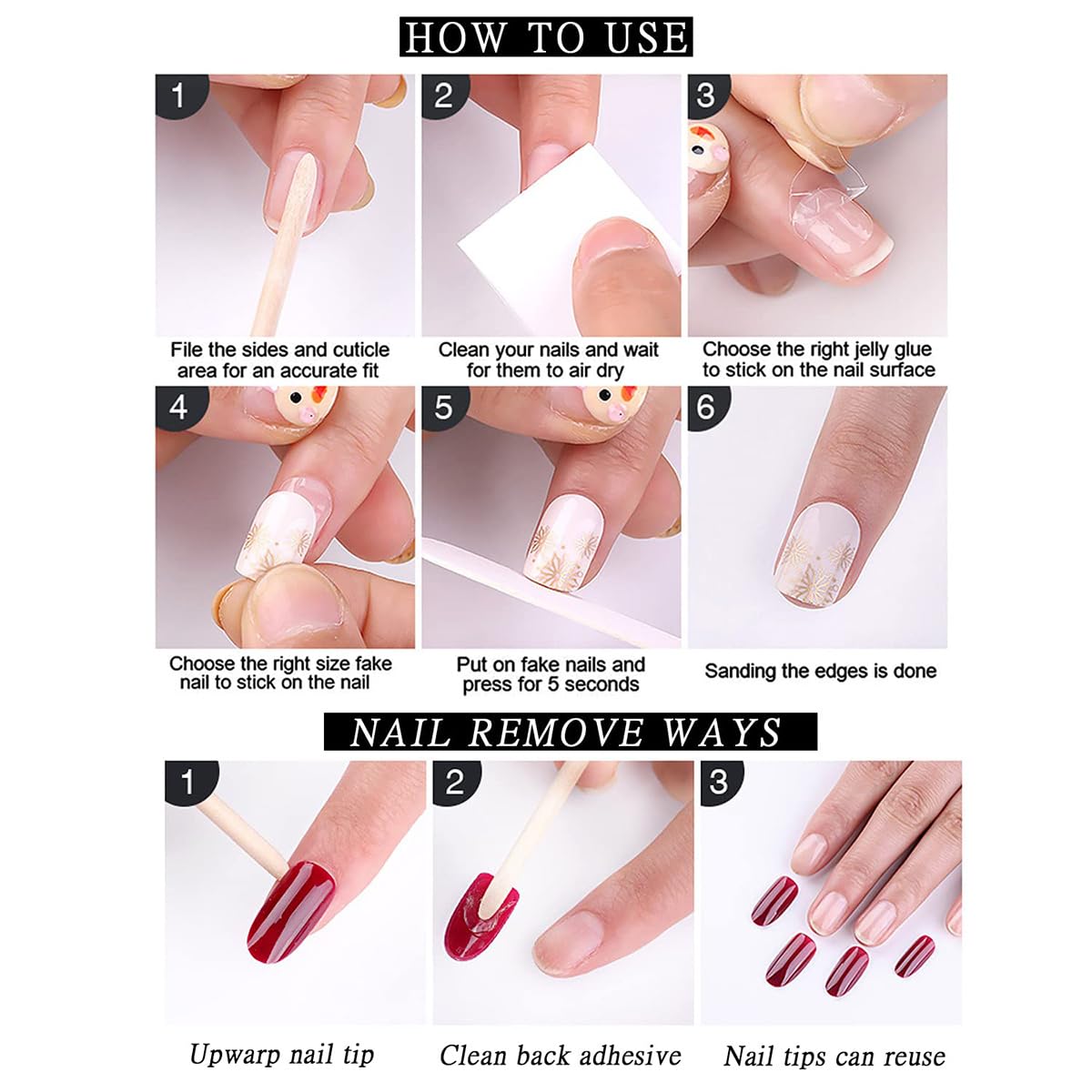 24Pcs Valentine's Press on Nails Short Square - Red Heart & White Glossy Acrylic Fake Nails with Glue - Perfect for Date Night, Parties & Romantic Occasions