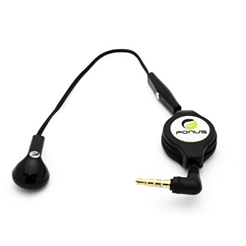 Retractable Mono Earphone with Mic - 3.5mm Headset for Motorola Moto G Stylus 5G | Hands-Free Earbud for Driving, Gaming & Work Calls | Compatible with Moto G Stylus 5G Smartphone