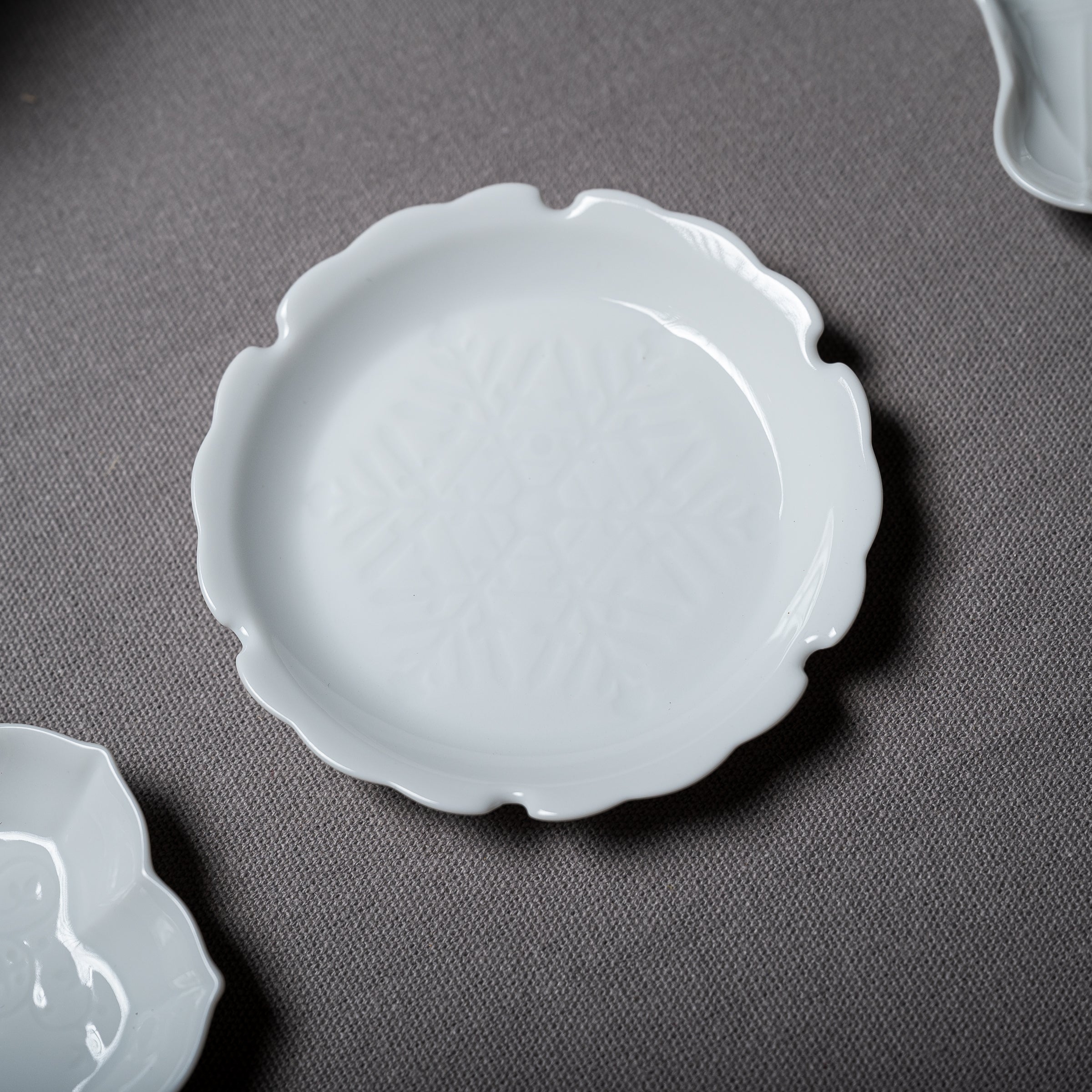 Miyama Handcrafted Engraved Small Plate Gift Set - Set of 5 Japanese Ceramic Appetizer Dishes for Sushi, Desserts & Home Decor