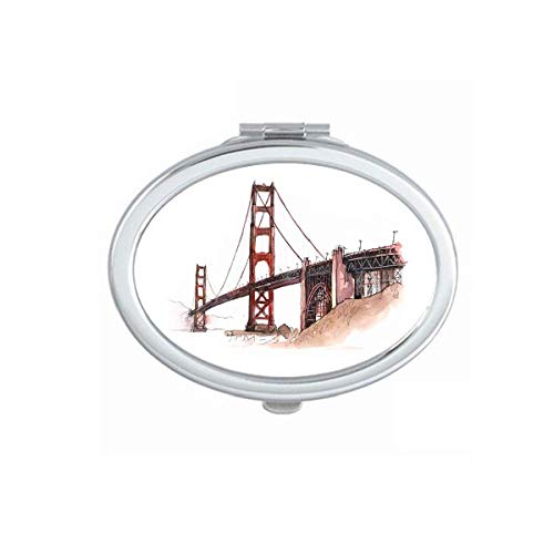 DIYthinker Golden Gate Bridge California Mirror - Portable Folding Double-Sided Makeup Mirror for Travel, Home & Vanity (Handheld Design) | Perfect for Travel, Dorm Rooms & Professional Makeup Artists