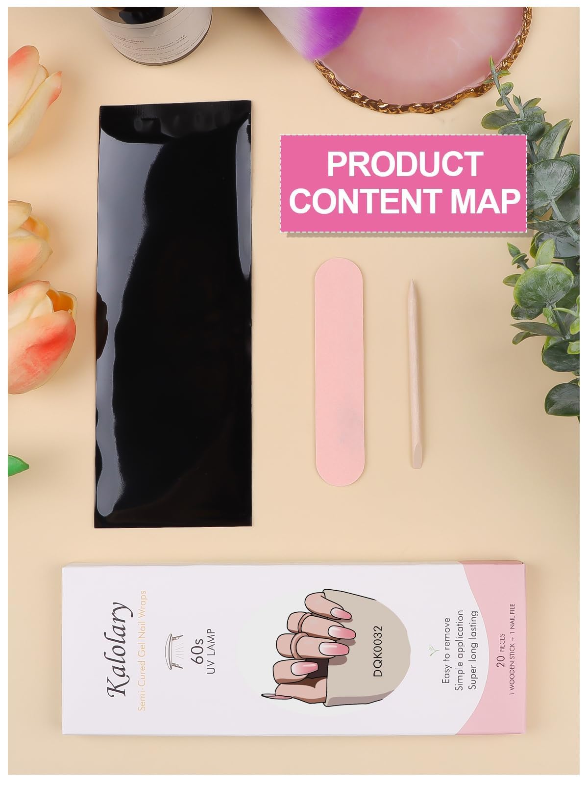 Kalolary Pink Gel Nail Polish Strips - DIY Gradient Nail Art Stickers | Waterproof Full Nail Wraps Decal Kit with Cuticle Stick & Nail File | Perfect for Summer Manicures, Parties & Special Occasions