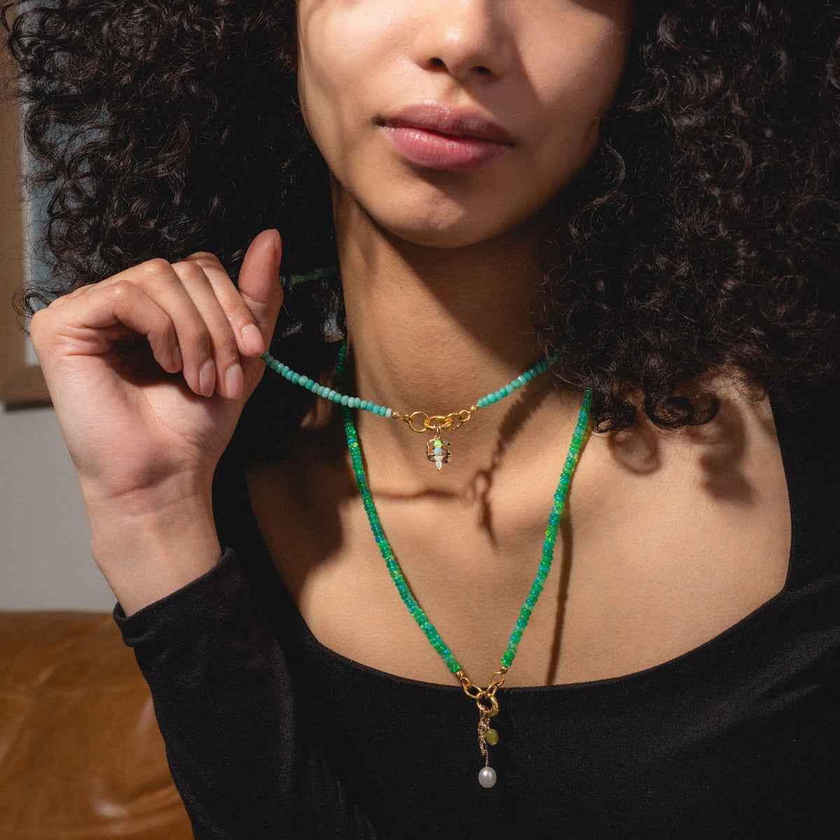 Beaded Gemstone Charm Holder Necklace - Adjustable Bohemian Jewelry for Women | Perfect for Layering, Gift Giving & Everyday Wear