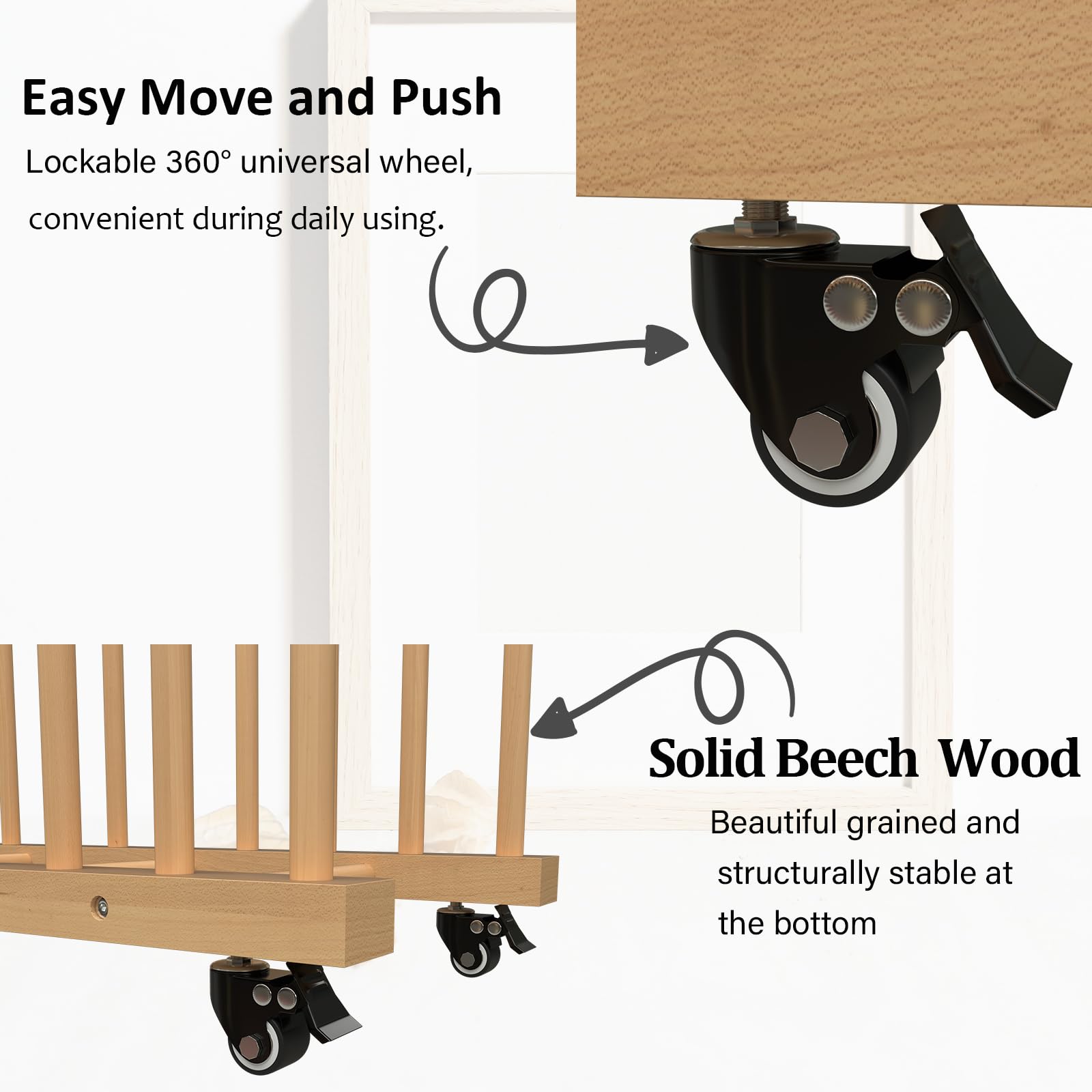 Portable Wooden Art Storage Rack with Handle & Wheels - Canvas Drying Stand for Drawing Boards, Panels & Artworks - Perfect for Art Studios, Galleries & Home Use
