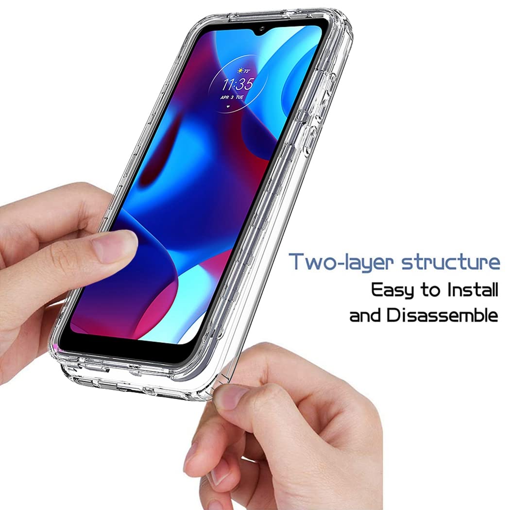 **Moto G Pure Case 2021 - Clear Full Body Protective Hard PC Shell with Tempered Glass Screen Protector | Shockproof & Scratch-Resistant Cover for Motorola Moto G Pure (2021) | Perfect for Everyday Use, Travel & Outdoor Activities**
