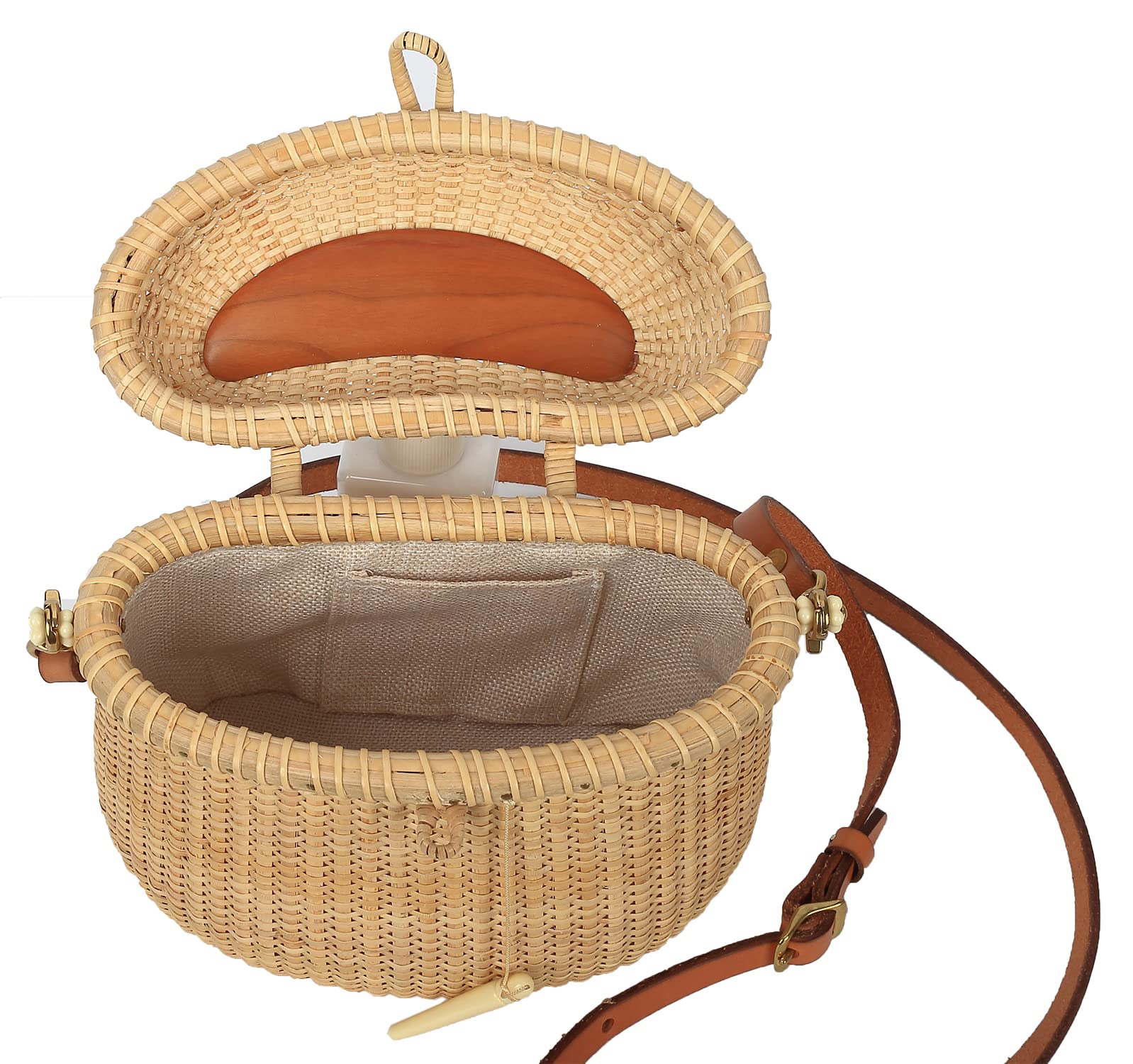Nantucket Basket Tall Crescent Purse - Handwoven Cane-on-Cane Rattan Bag for Women | Beach Tote, Summer Accessory, Boho Chic Handbag