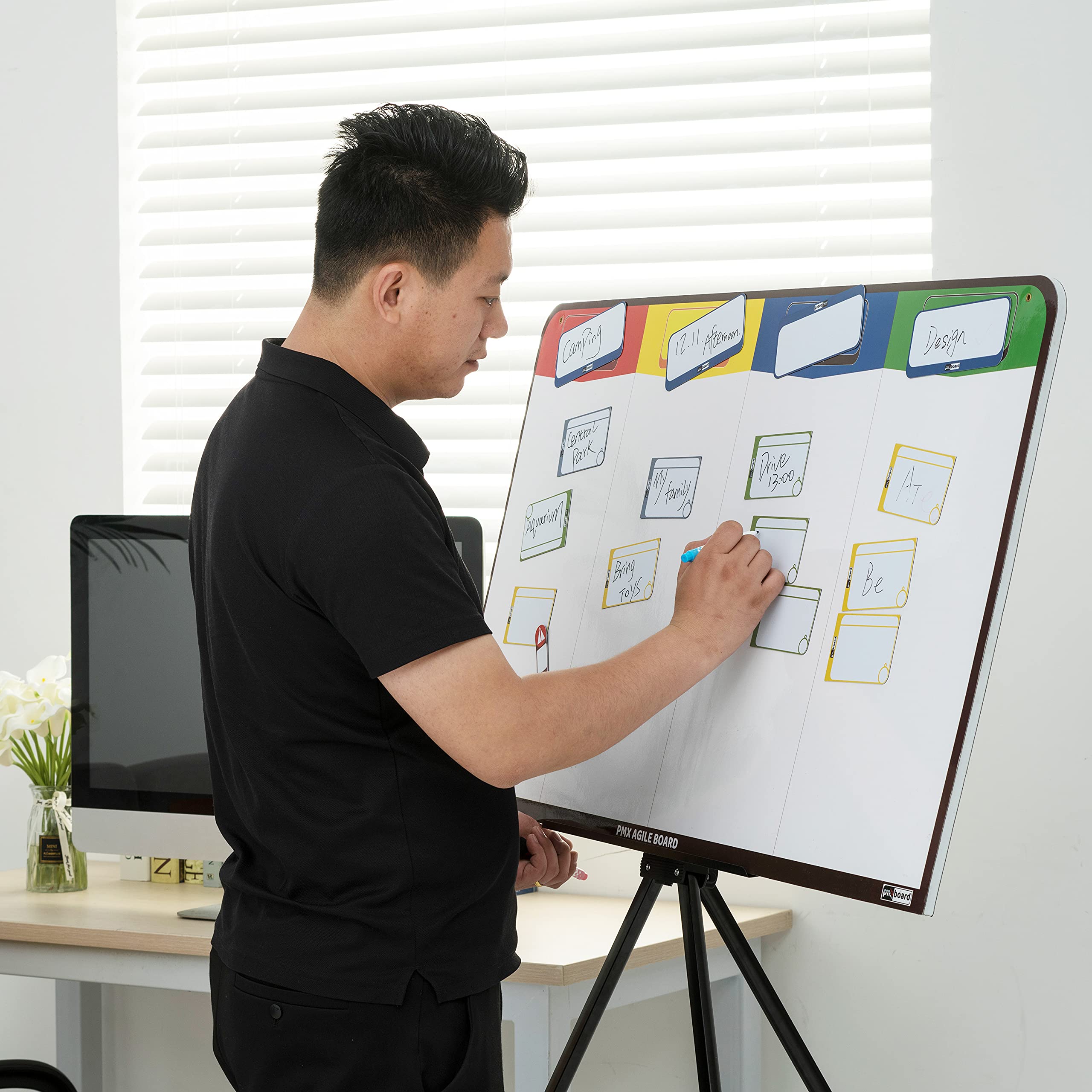 PMXBoard Magnetic Kanban Board - Agile Scrum Lean Project Management Tool for Office, Home & School | Customizable Headlines with Easel Stand | Perfect for Team Collaboration, Remote Work & Classroom Organization