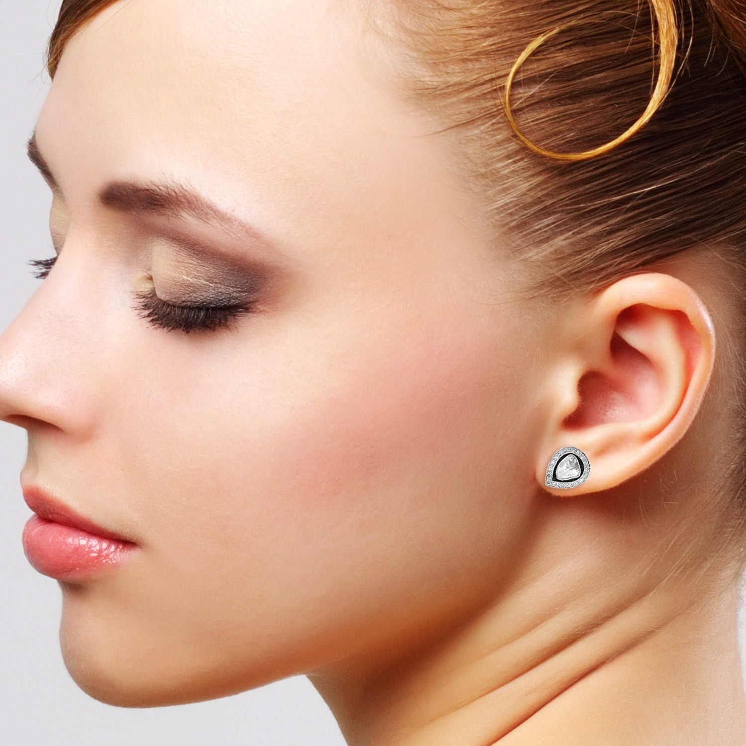 18K White Gold Genuine Diamond Stud Earrings for Women - Handmade Designer Jewelry for Gifts, Weddings & Special Occasions