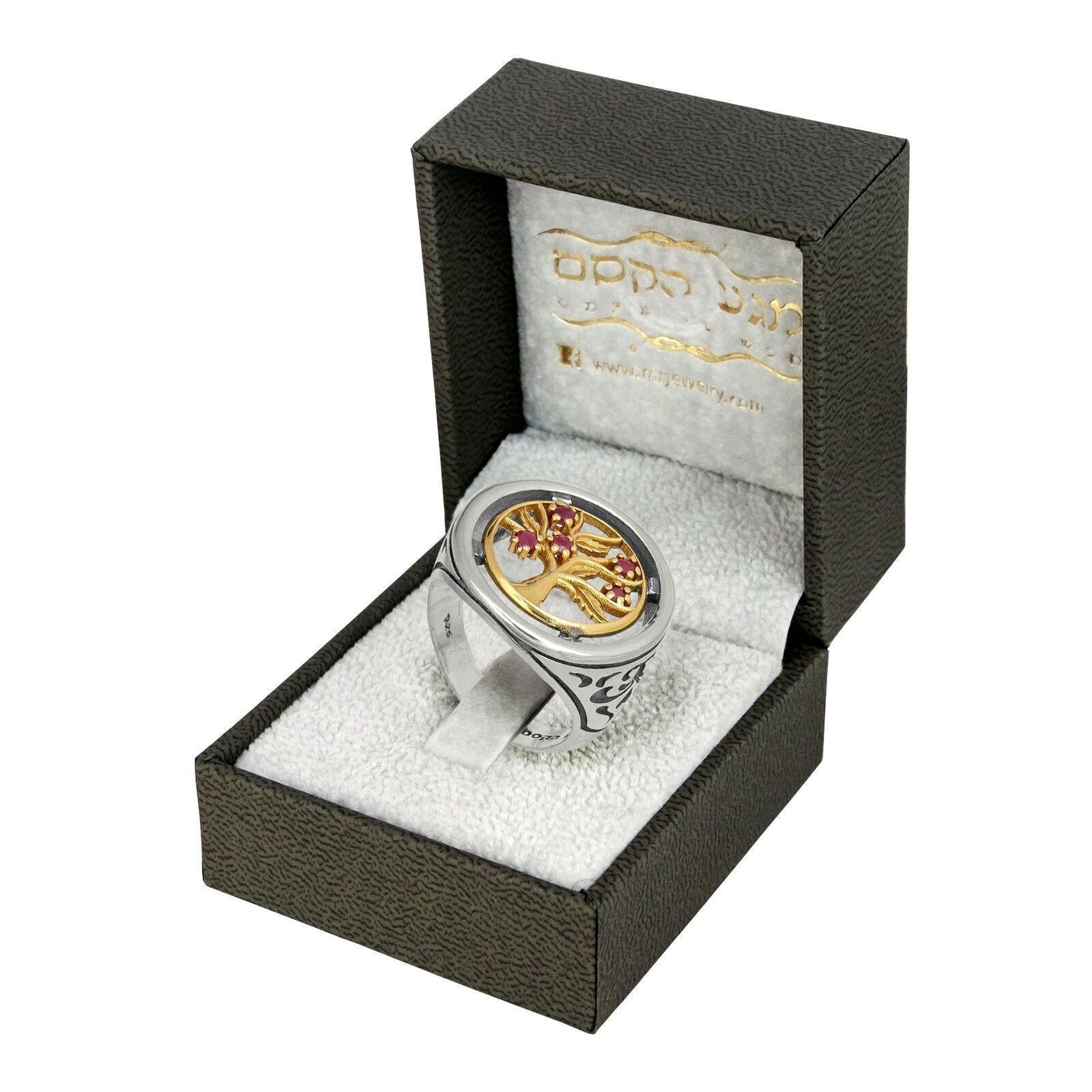 Kabbalah Ring with The Tree of Life - Sterling Silver & 9K Gold Spiritual Jewelry for Meditation & Protection | Perfect for Yoga, Gift Giving & Energy Healing
