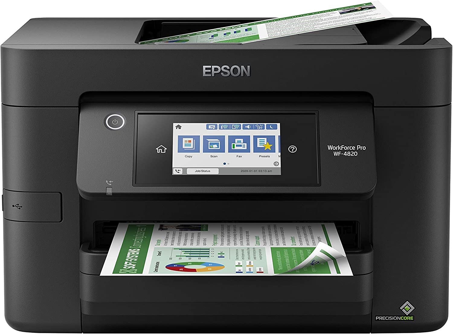 Epson Workforce Pro WF-4820 Wireless All-in-One Color Inkjet Printer with Print, Copy, Scan & Fax | Duplex Printing, 35-Page ADF, 25ppm | Mobile Printing, 4.3
