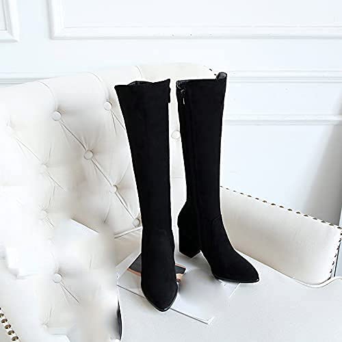 SO SIMPOK Women's Suede Knee High Boots with Zipper - Retro Western Riding Boots for Ladies, Chunky Heel, Fashion Dress Boots - Perfect for Casual Outfits, Date Nights & Western Style Looks