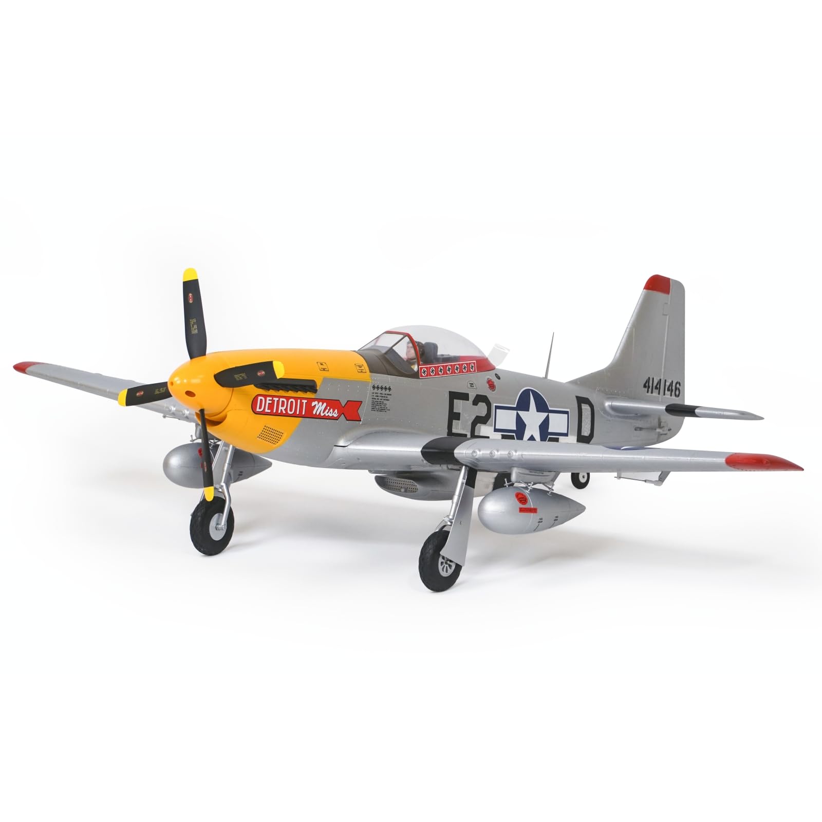 Arrows RC Plane for Adults - 1100mm P-51 Mustang Detroit Miss V2 6CH Remote Control Airplane PNP (No Battery/Charger/Radio) | Ready-to-Fly Warbird Model for Outdoor Flying & RC Hobby Enthusiasts