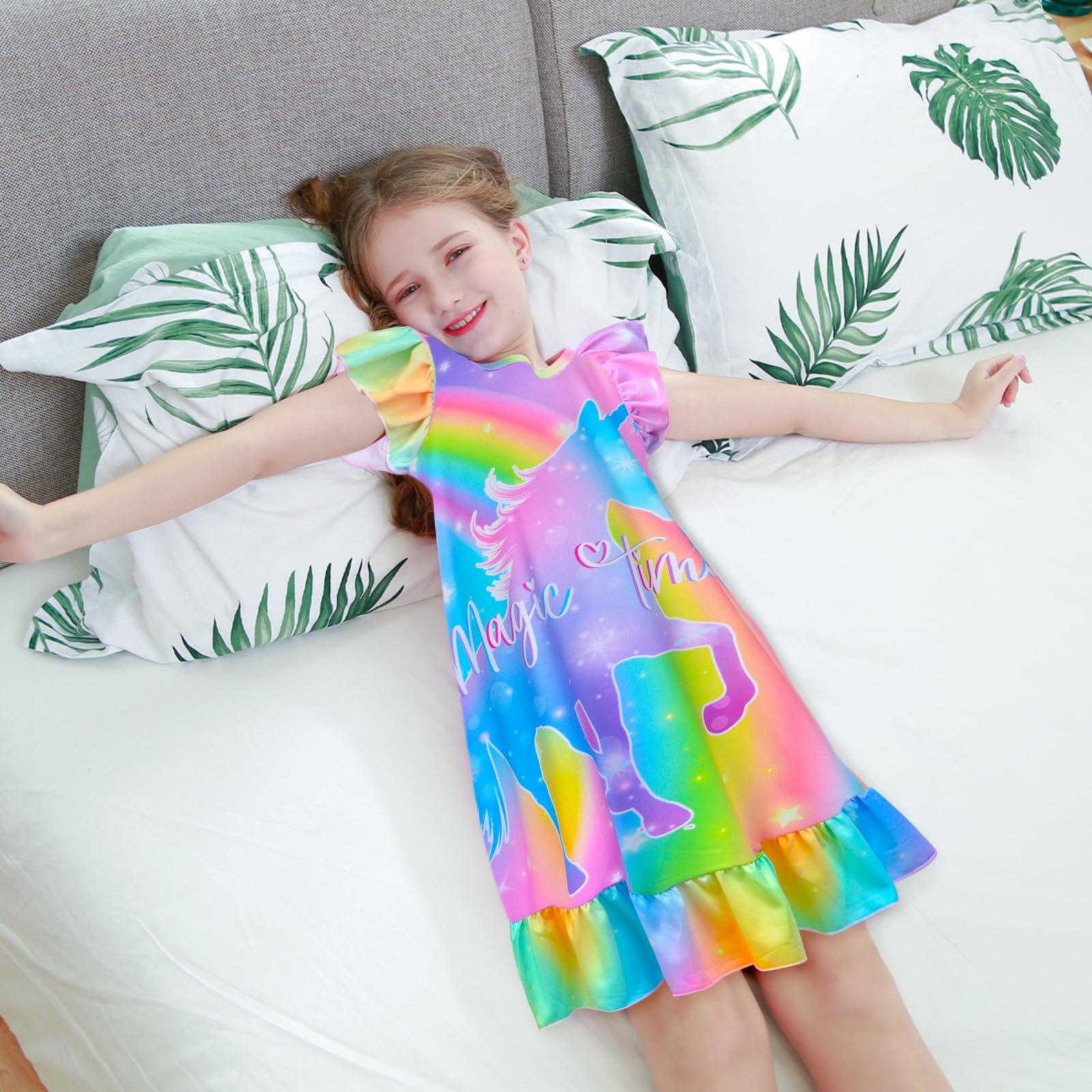 2-Pack Girls Nightgowns - Unicorn & Mermaid Pajama Set for Toddler Girls 3-9 Years | Princess Sleepwear for Kids | Soft & Comfortable for Bedtime, Sleepovers & Playtime