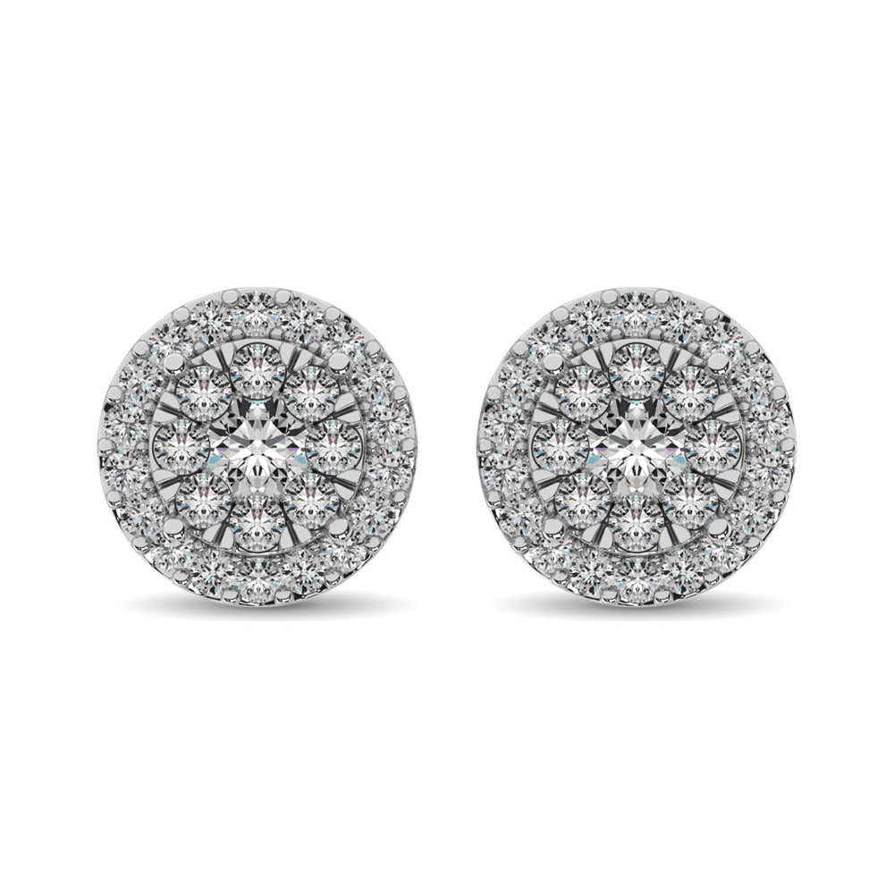 14K White Gold Diamond Stud Earrings 3/4 Carat Total Weight - Perfect for Weddings, Anniversaries & Special Occasions