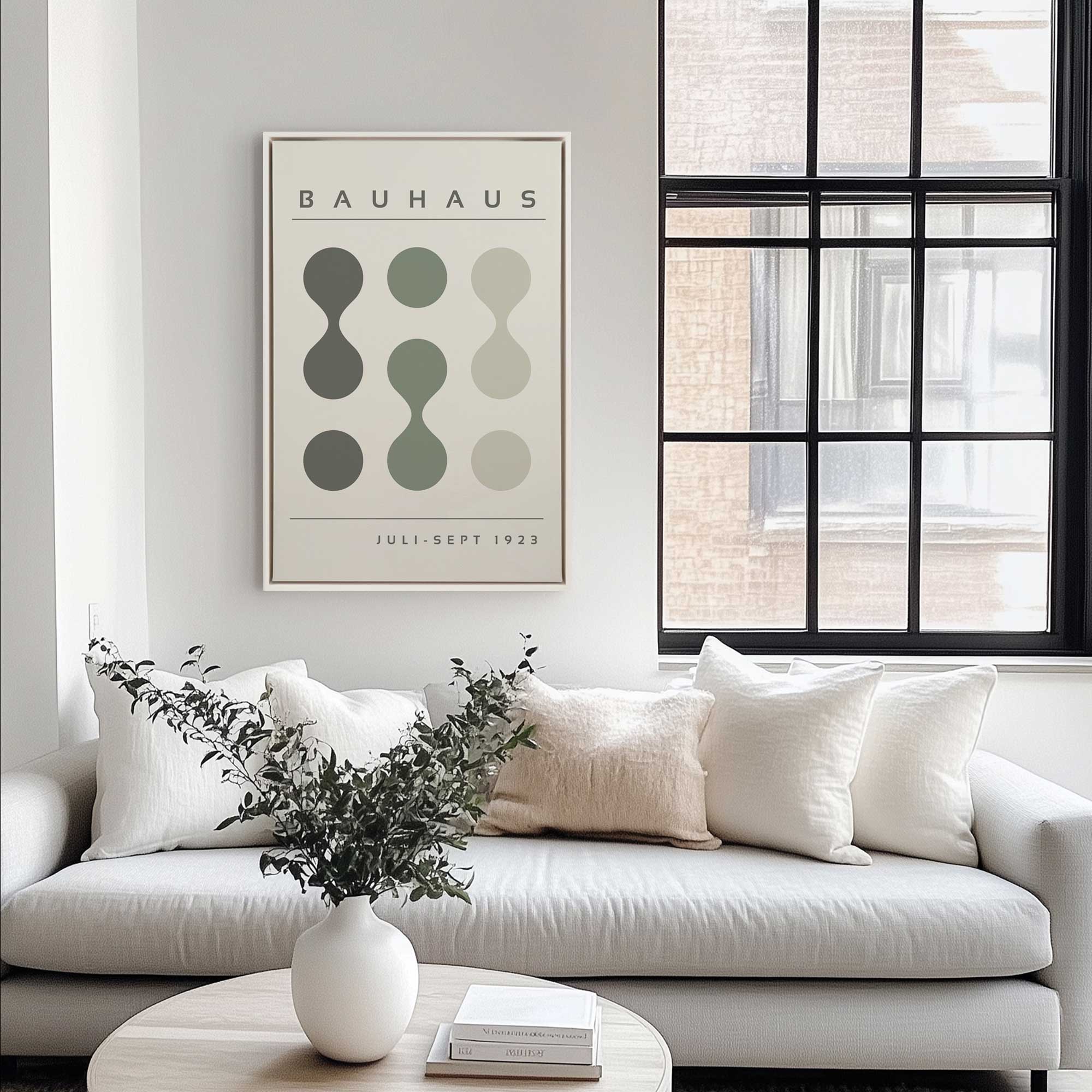 Green Bauhaus Flow Canvas Print - Modern Abstract Wall Art for Living Room, Bedroom & Office Decor