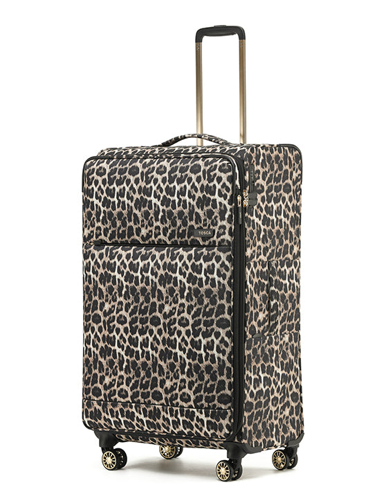 Tosca SO LITE New AIR5055 79cm Large Spinner Luggage with Leopard Print - Perfect for Travel, Business Trips & Vacation Packing