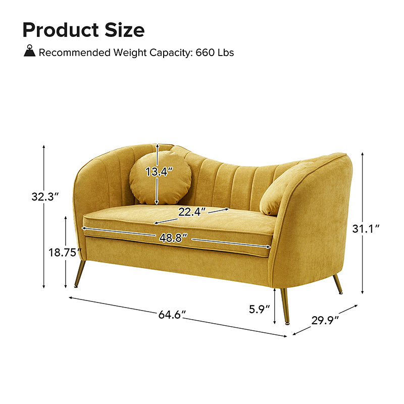 Emilio Contemporary Tufted Back Loveseat - Elegant & Comfortable Small Sofa for Living Room, Bedroom or Office - Perfect for Relaxing & Entertaining Guests