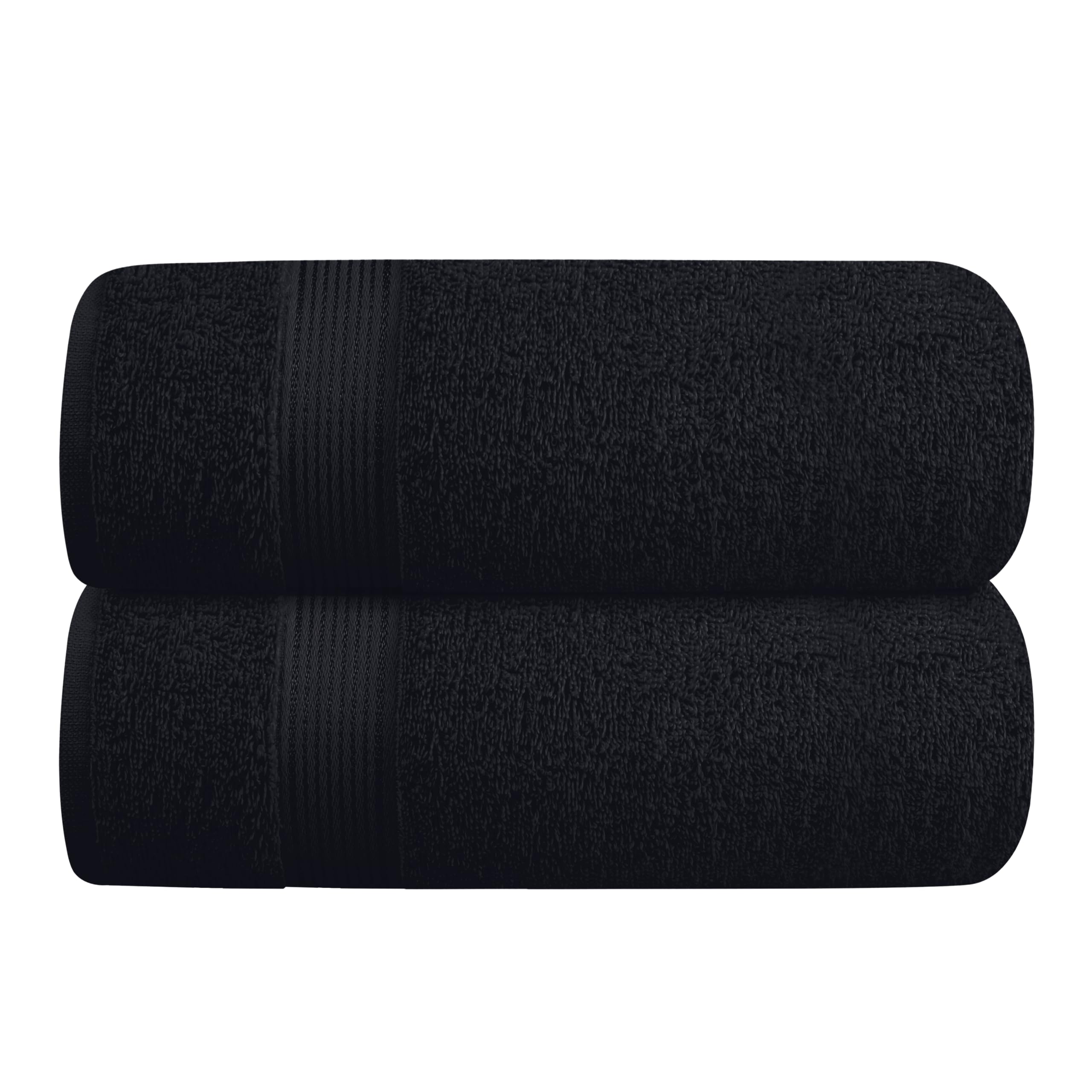 Belizzi Home 2-Pack Oversized Cotton Bath Towels 28x55 Inches - Ultra Absorbent, Quick Dry & Lightweight - Perfect for Gym, Travel, Camping, Pool & Spa - Black Luxury Bath Towel Set