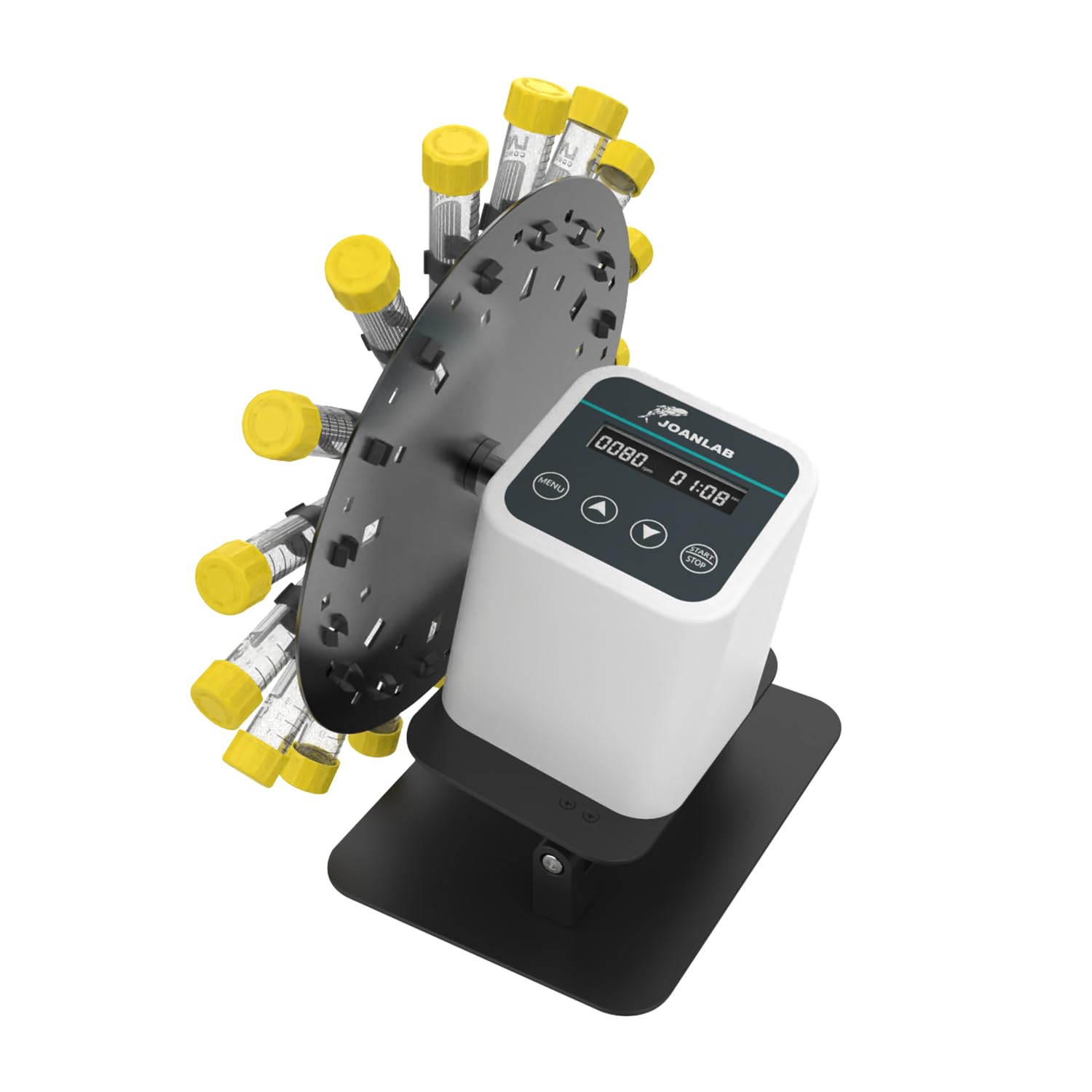 JOANLAB Digital Lab Rotary Mixer - Adjustable Speed 20-80RPM with Timer for 1.5ml/2ml/5ml/10ml/15ml/50ml Tubes - Perfect for DNA/RNA Extraction, Cell Culture & Laboratory Sample Mixing