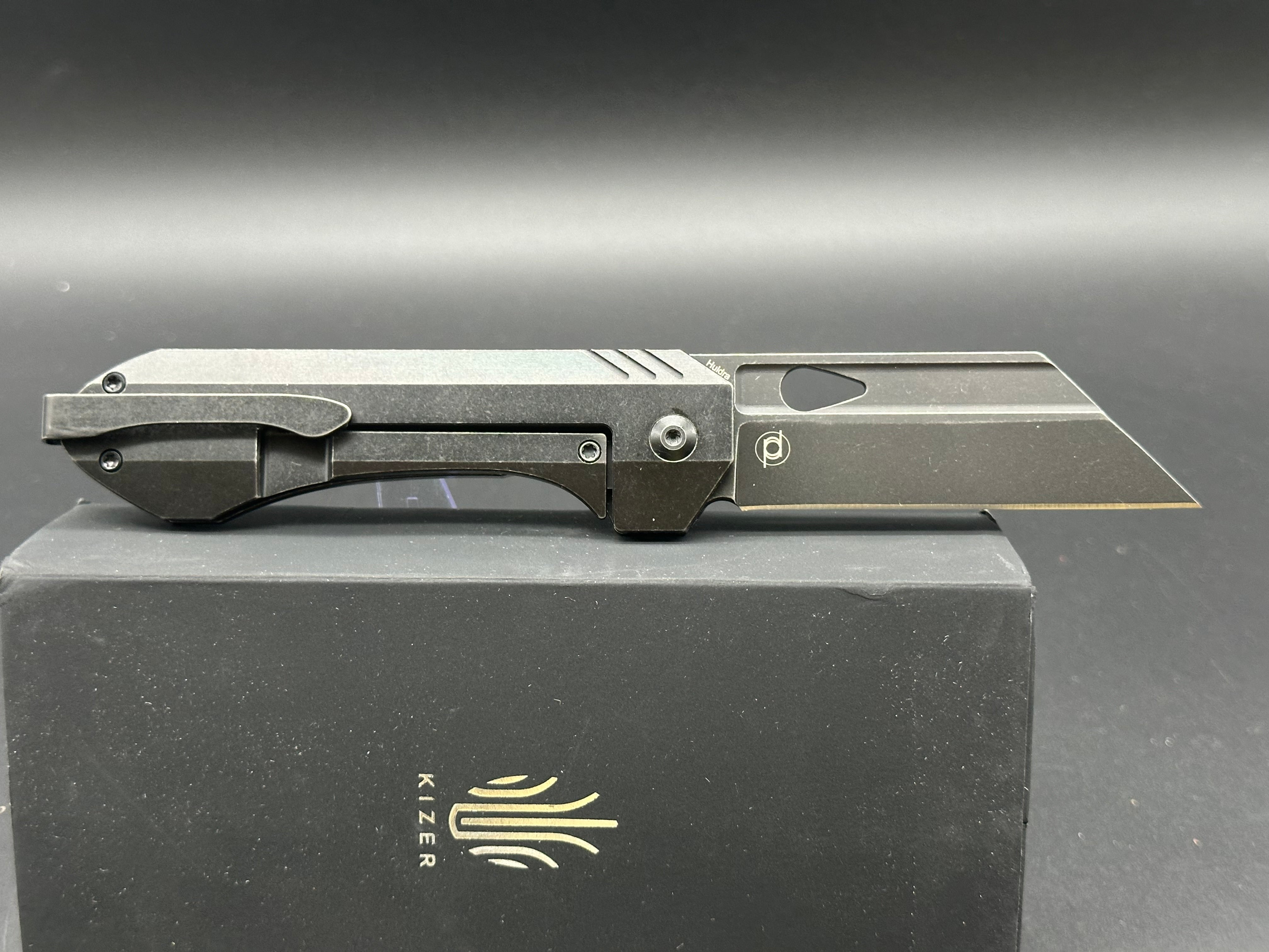 Kizer Huldra Frame Lock Knife - Black Titanium Handle, 3.2