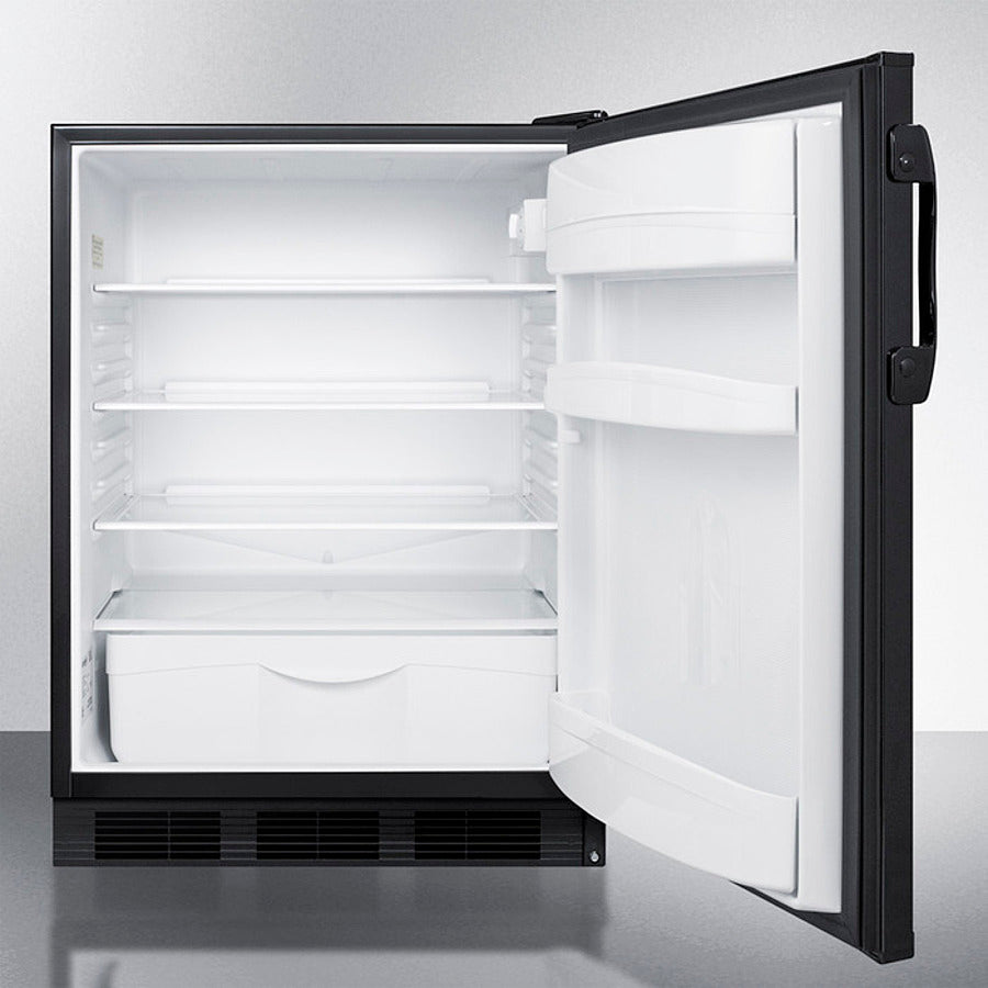 Accucold 24 Inch Wide All Refrigerator with Automatic Defrost - Black Exterior (FF6BK) - Perfect for Home, Office, or Commercial Use