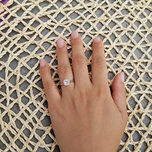 GNG 14K White/Yellow Gold 1.25 CT Simulated Diamond Solitaire Engagement Ring - 4 Prong Promise Bridal Ring for Wedding, Proposal & Anniversary Gifts