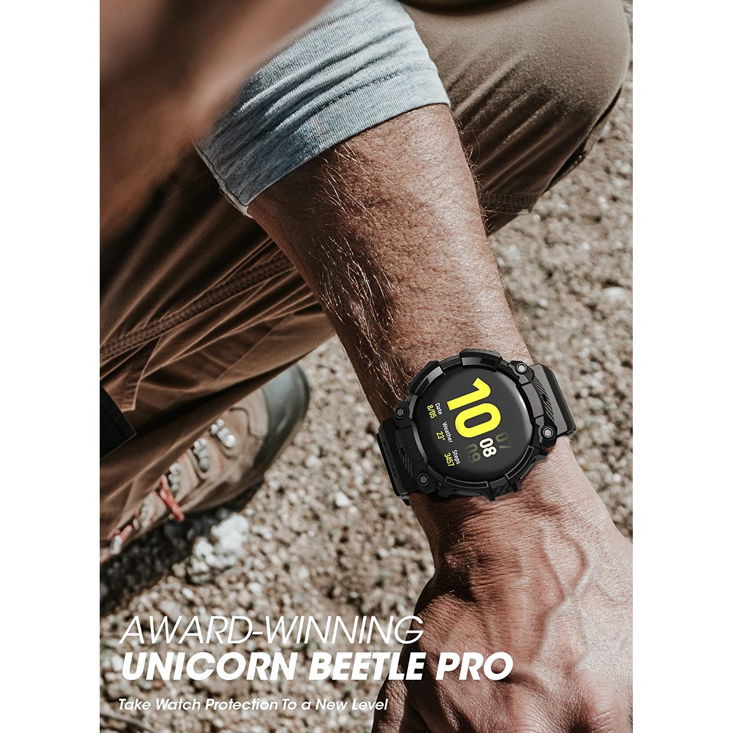 Samsung Galaxy Watch 4 44mm Case with Unicorn Beetle Pro Band - Rugged Protective Cover for Active Lifestyle, Running, Hiking & Outdoor Sports (Black)