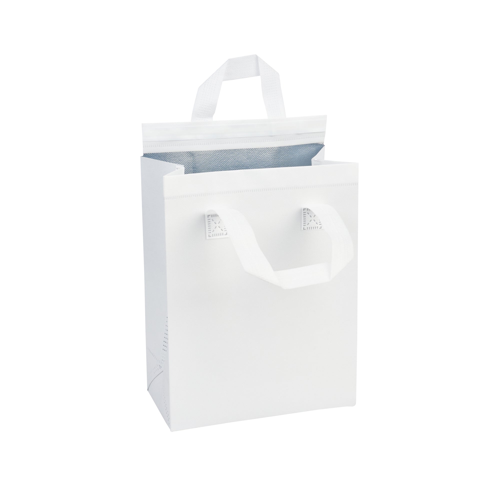 Premium White Insulated Takeout Food Bags - Tamper Evident, 8.25