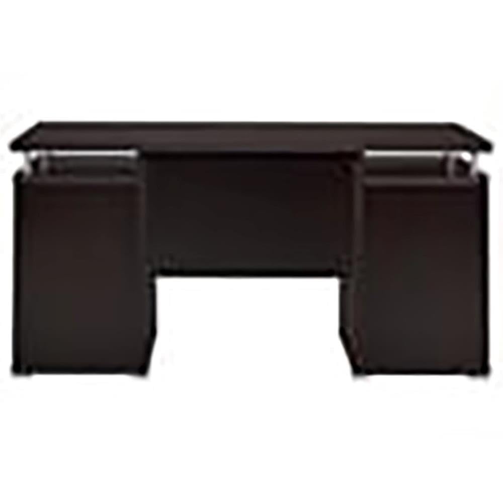 Modern 2-Drawer Wooden Computer Desk in Cappuccino Finish - Home Office & Study Workstation for Small Spaces