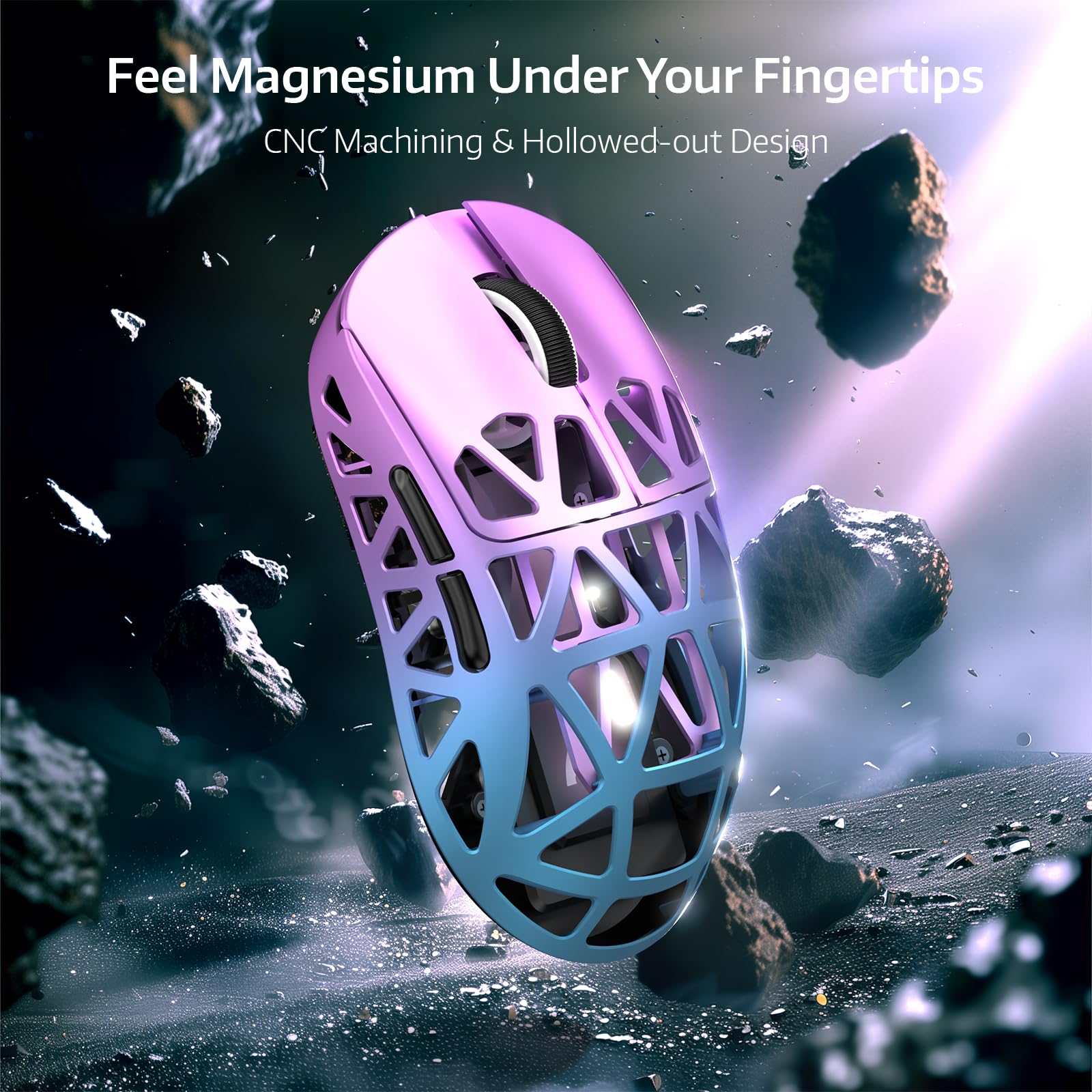 Attack Shark R2PRO 45g Ultra-Light Magnesium Alloy Gaming Mouse - PAW3950 Sensor, 42000 DPI, 8000Hz Polling Rate, 2.4G/BT/Wired, Programmable Buttons with Coiled Cable for PC & Mac (Purple) - Perfect for FPS, MOBA & Esports Gaming