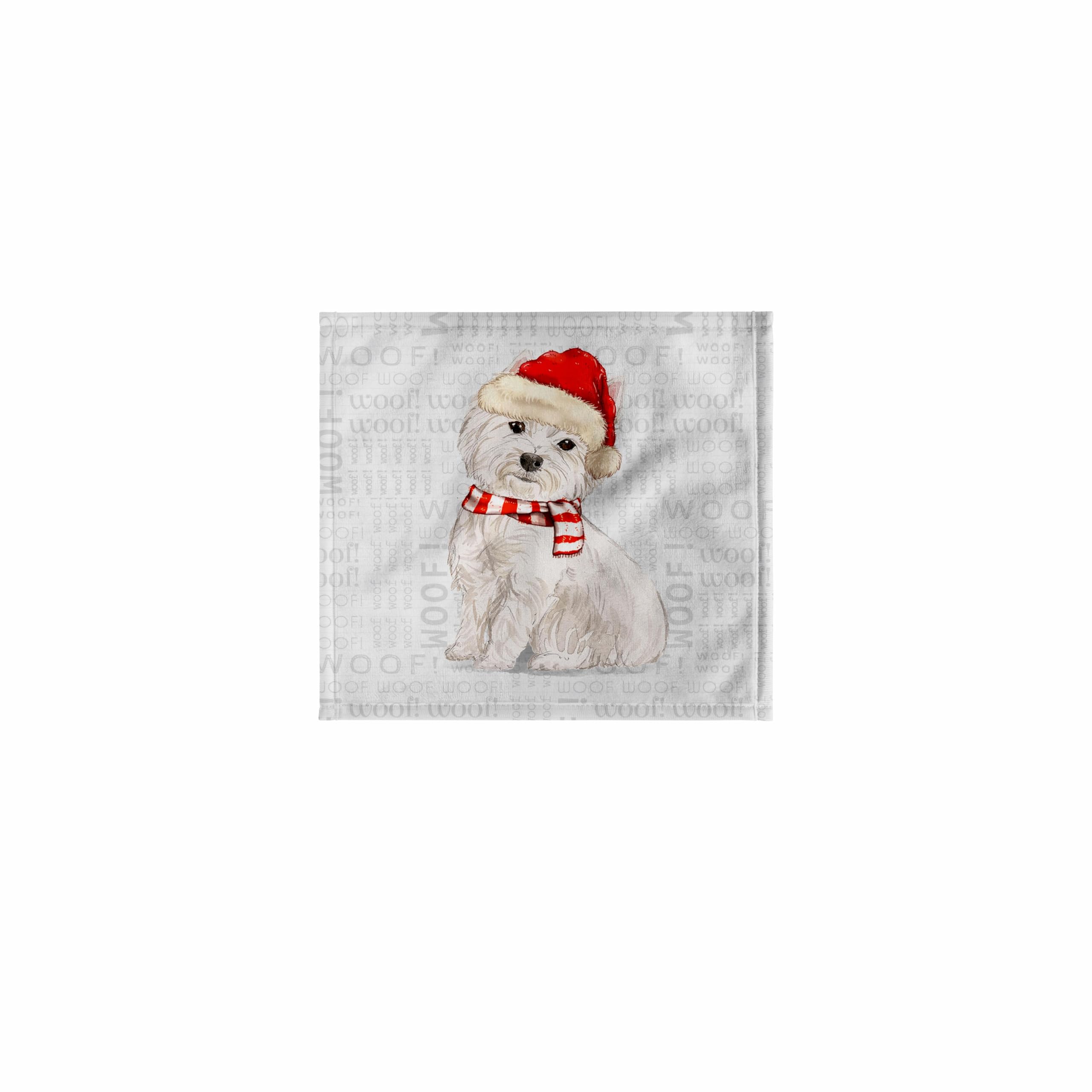 3D Rose 11x12 Inch Soft Wash Cloth for Face & Body - Adorable West Highland White Terrier in Santa Hat Christmas Design | Bath & Spa Essential, Holiday Gift Idea for Dog Lovers