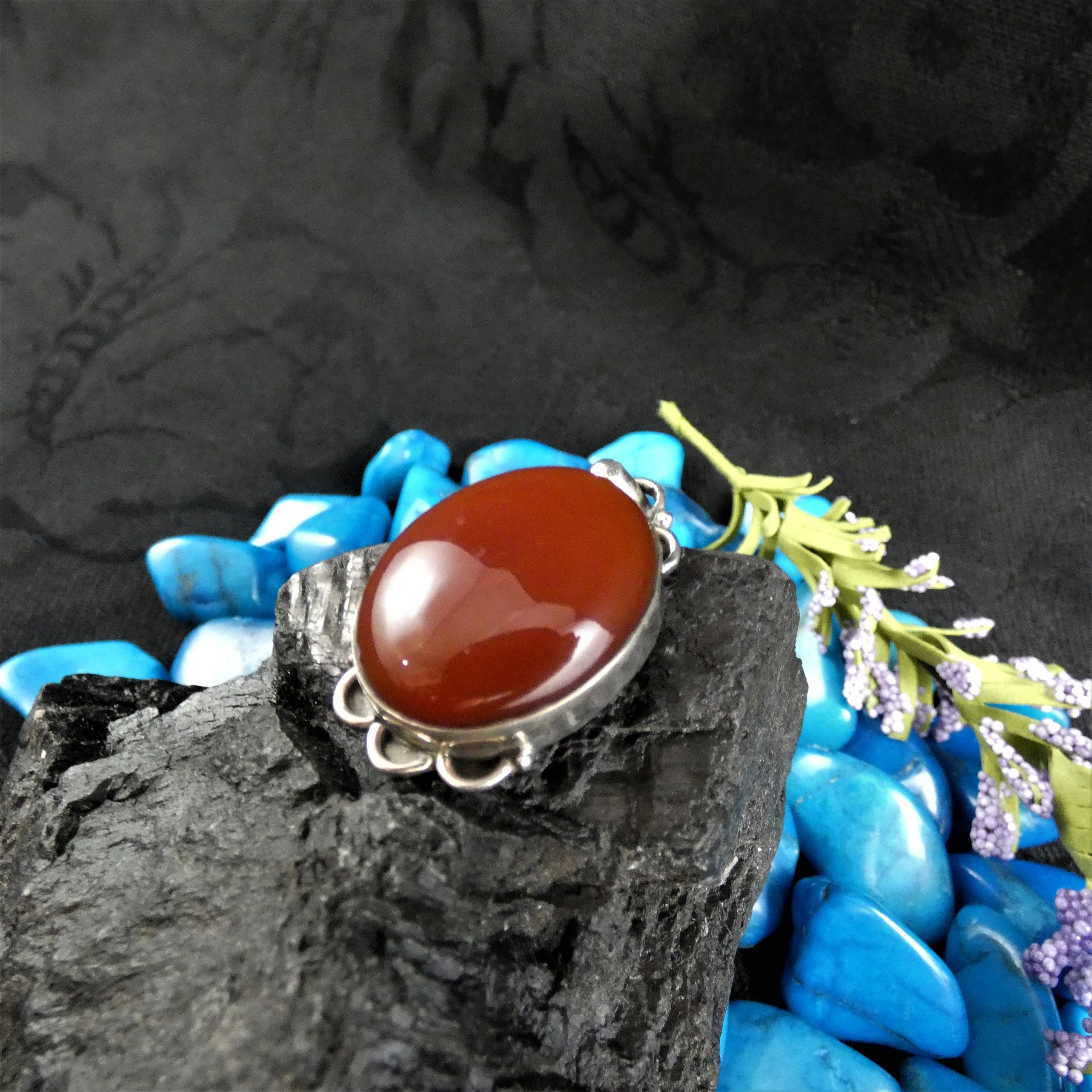 Natural Carnelian Gemstone Sterling Silver Pendant Necklace for Women - Spiritual Healing Jewelry, Birthday Gift & Everyday Wear