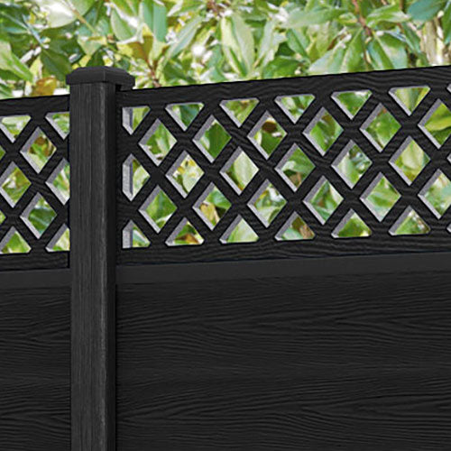 Classic Black Hive Fence Panel with Composite Posts - Durable & Stylish Backyard Privacy Solution for Gardens, Patios, and Pool Areas