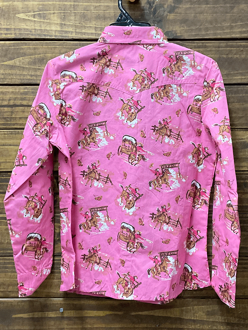Panhandle C6S3493 Kids Long Sleeve Snap Button Shirt - Rose/Mauve Color - Comfortable & Stylish for School, Playdates & Family Outings