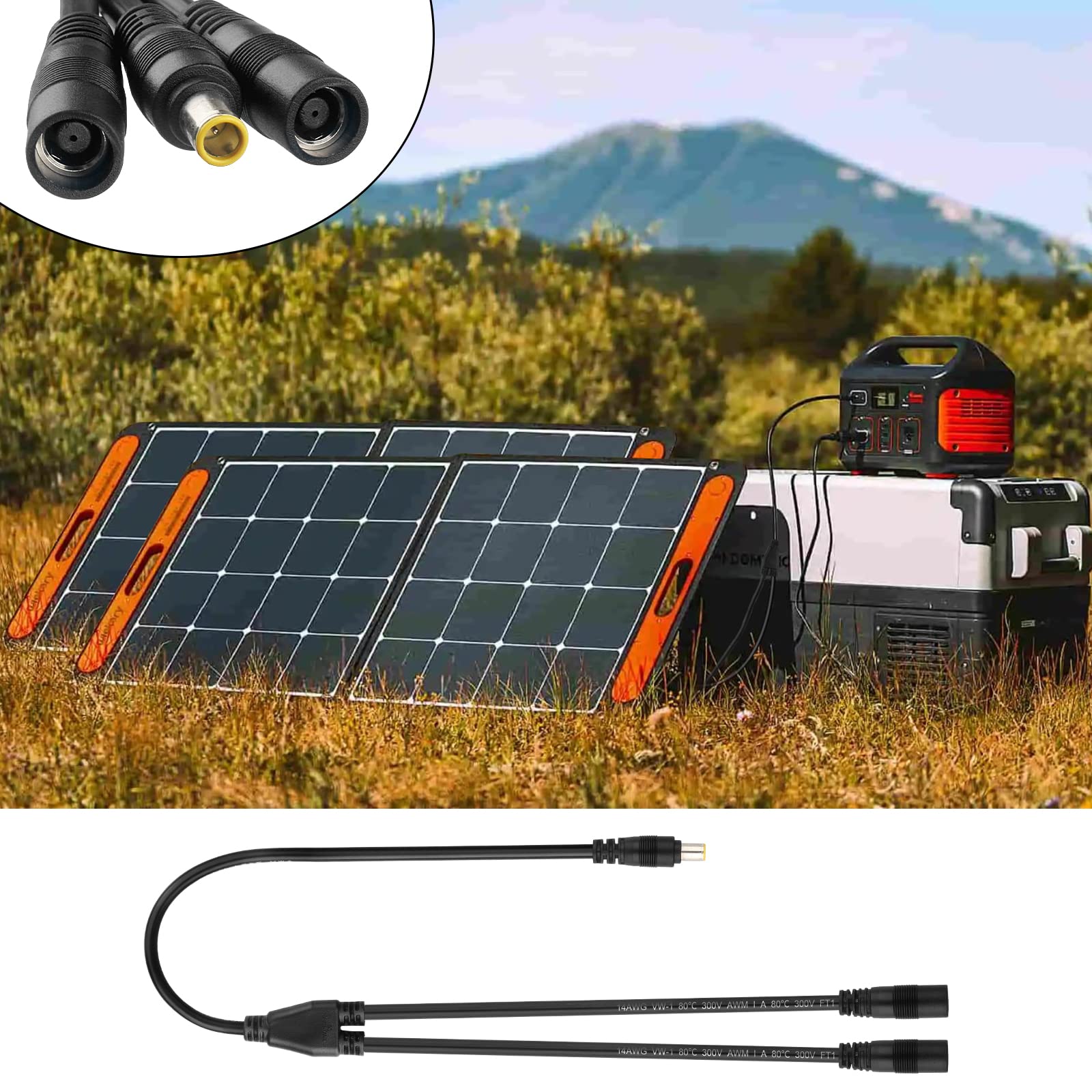 8mm Solar Panel Y Splitter Cable - DC 8mm Female to Male Combiner Adapter for Portable Power Stations - Compatible with Jackery, Goal Zero & Other Solar Generators - Perfect for Off-Grid Camping, RV Power & Emergency Backup