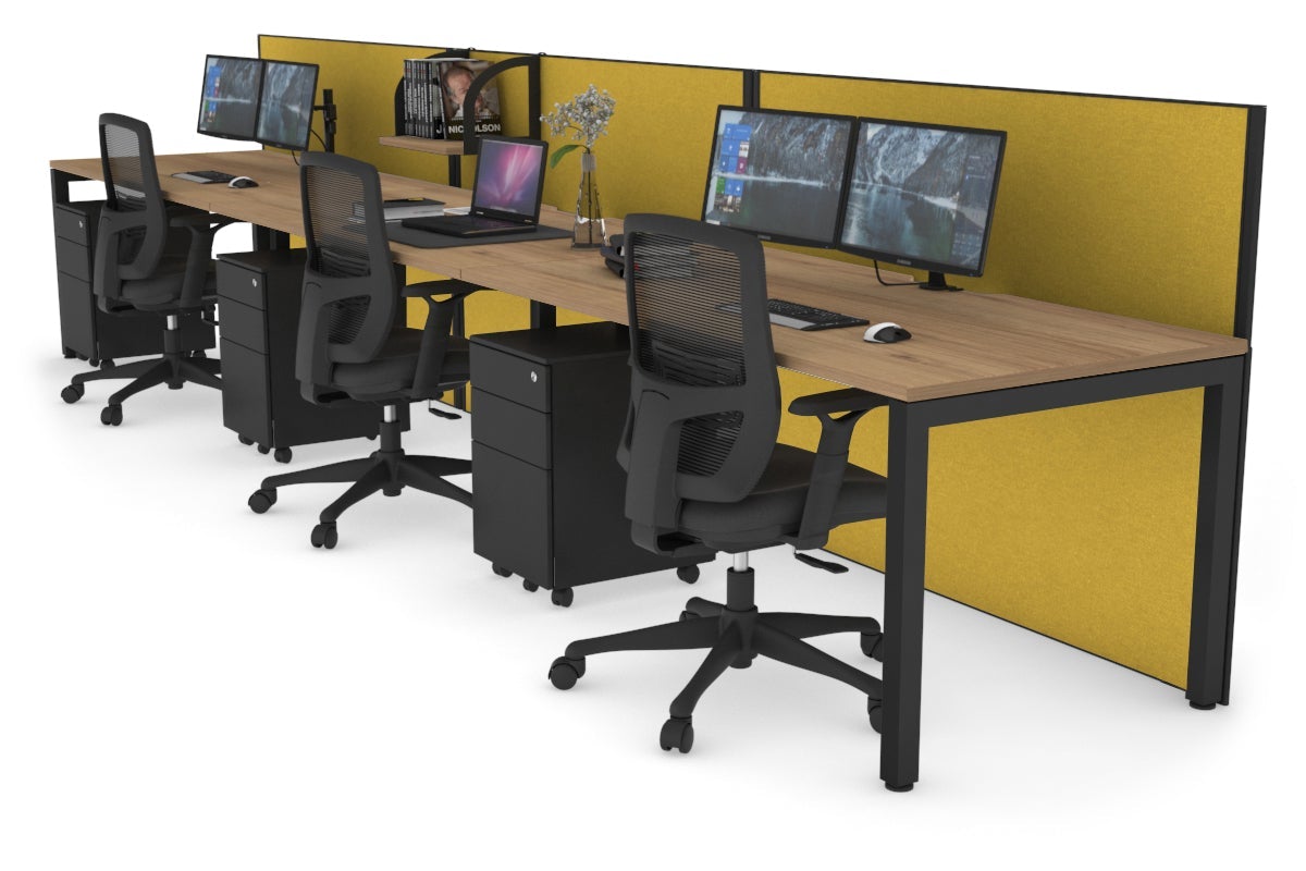 Horizon Quadro 3-Person Office Workstation with Square Legs & Cable Management - 1800L x 800W Desk for Collaborative Workspaces | Perfect for Modern Offices, Coworking Spaces & Team Environments